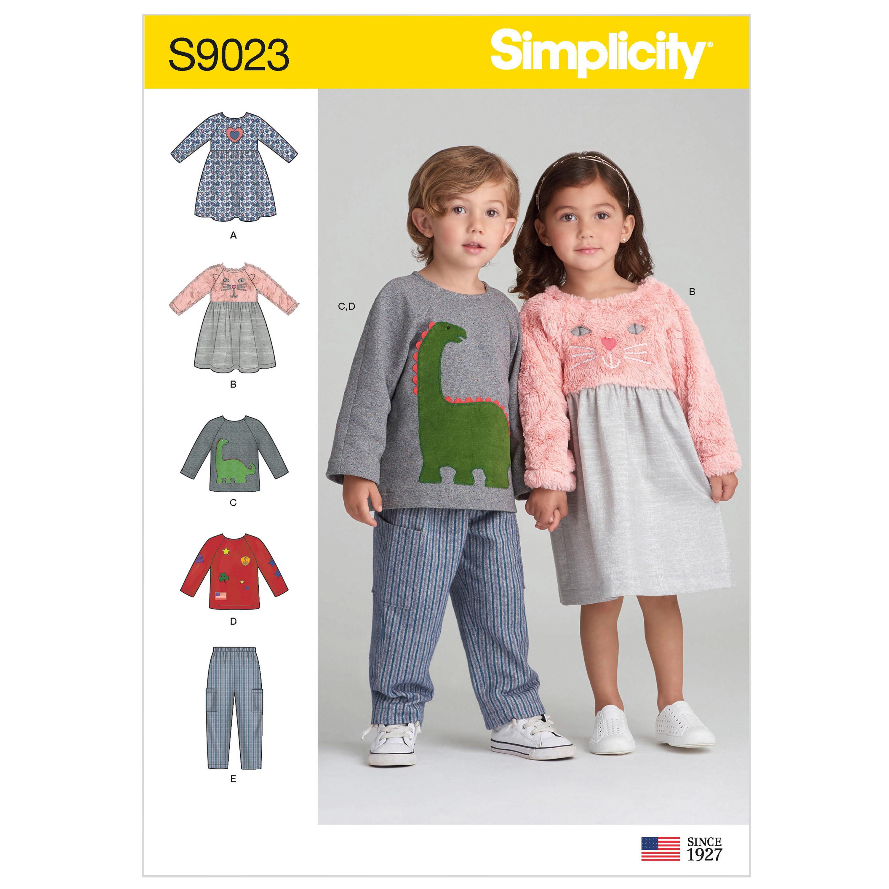 Simplicity S9023 Toddlers' Dresses, Top & Pants