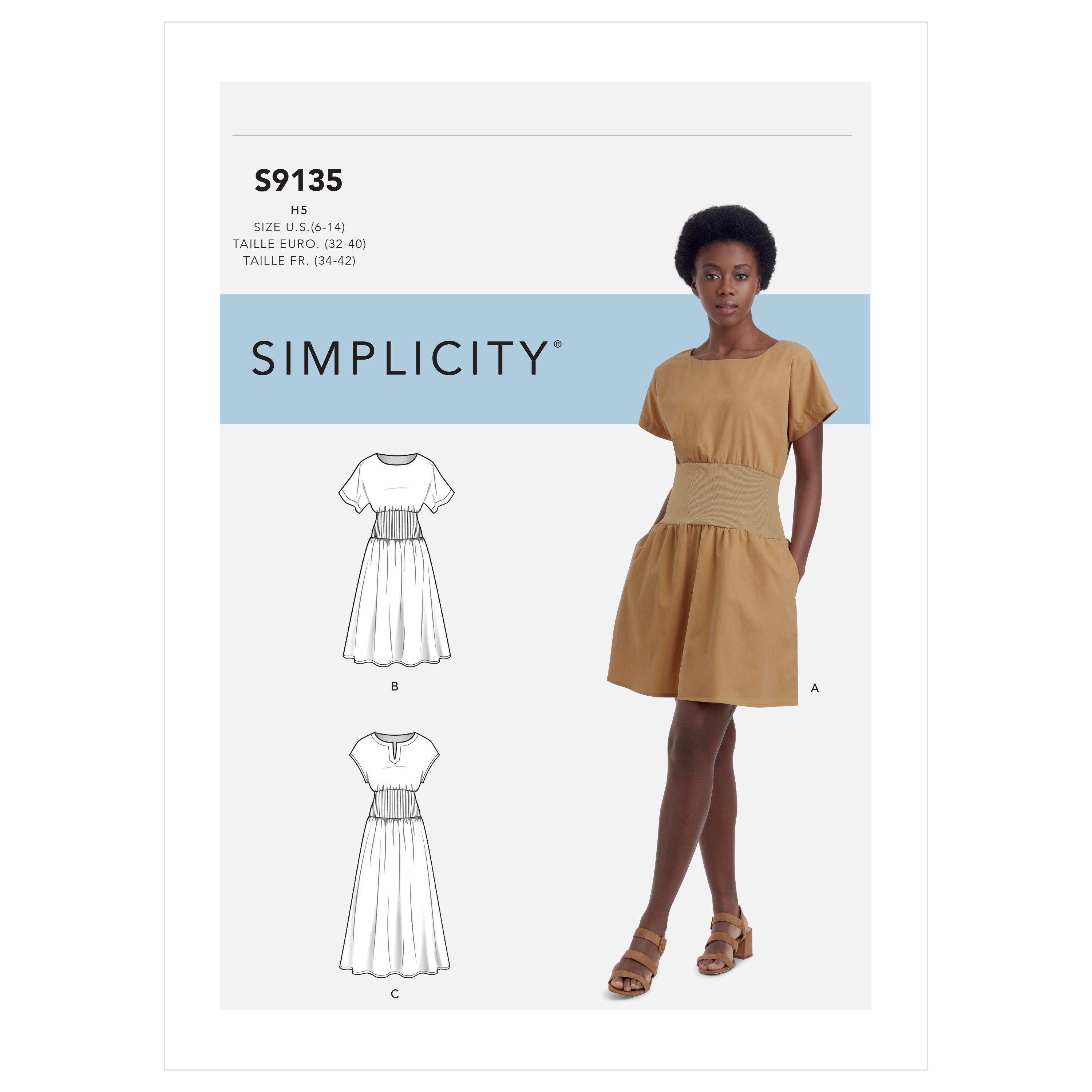 Simplicity S9135 Misses' Dress With Knit Midriff