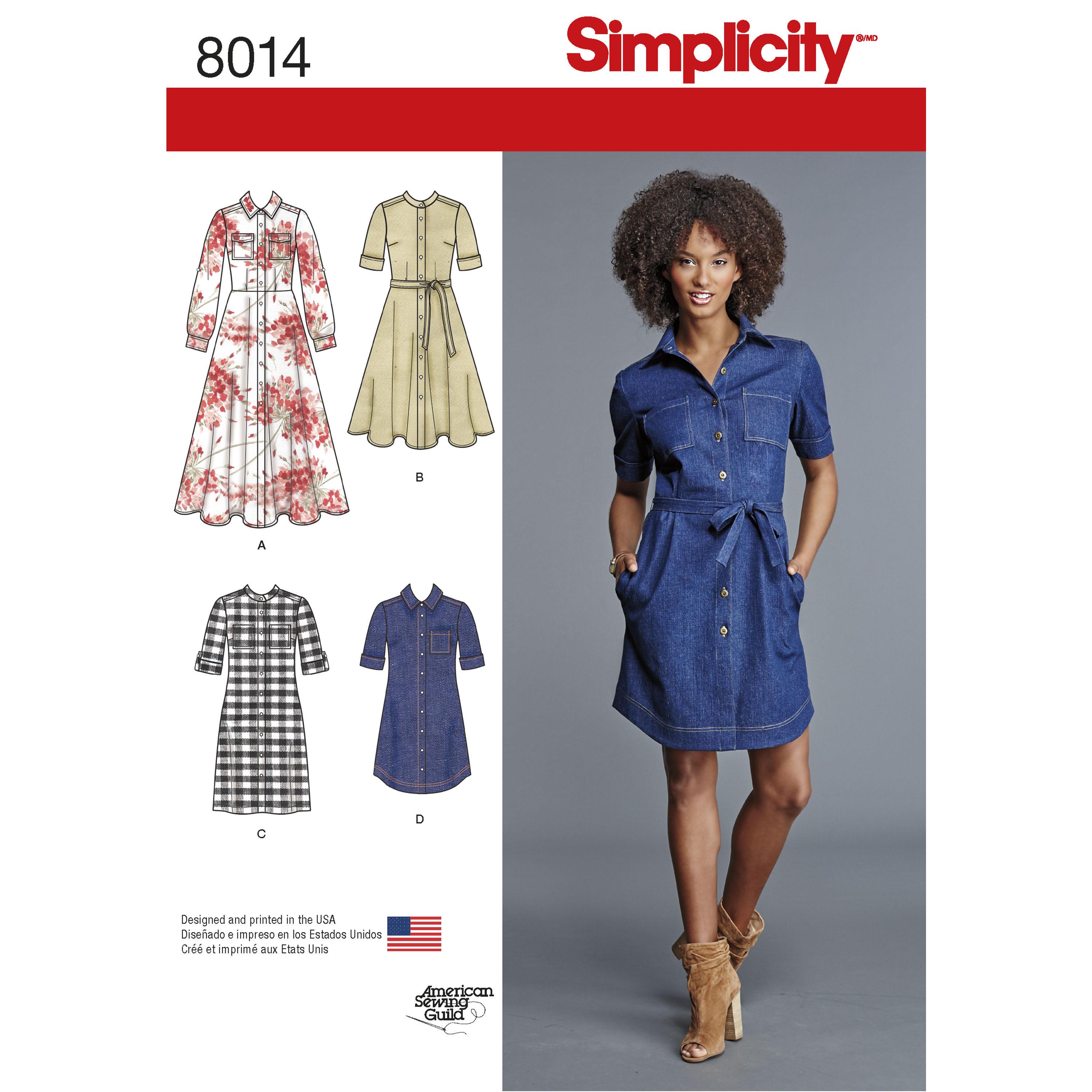 Simplicity S8014 Women's Shirt Dress