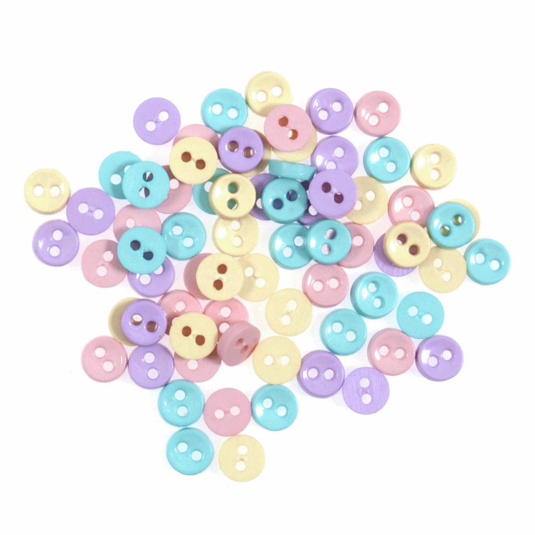 Craft Buttons: Mini: Code A: Pastel: Pack of 4g