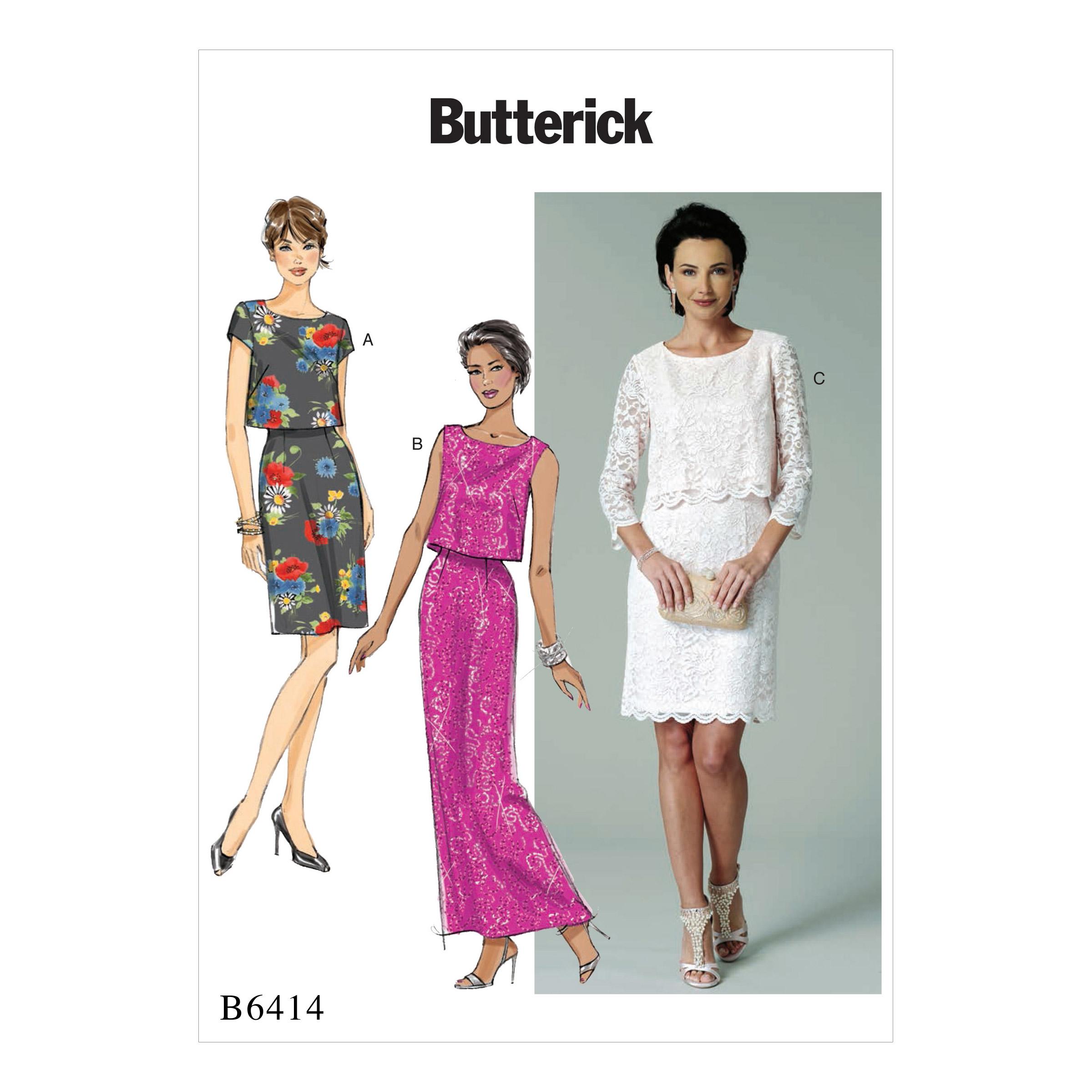 Butterick B6414 Misses' Overlay-Bodice Dresses