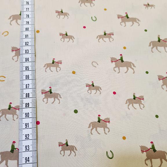 Horses on a cream back ground Cotton Lawn
