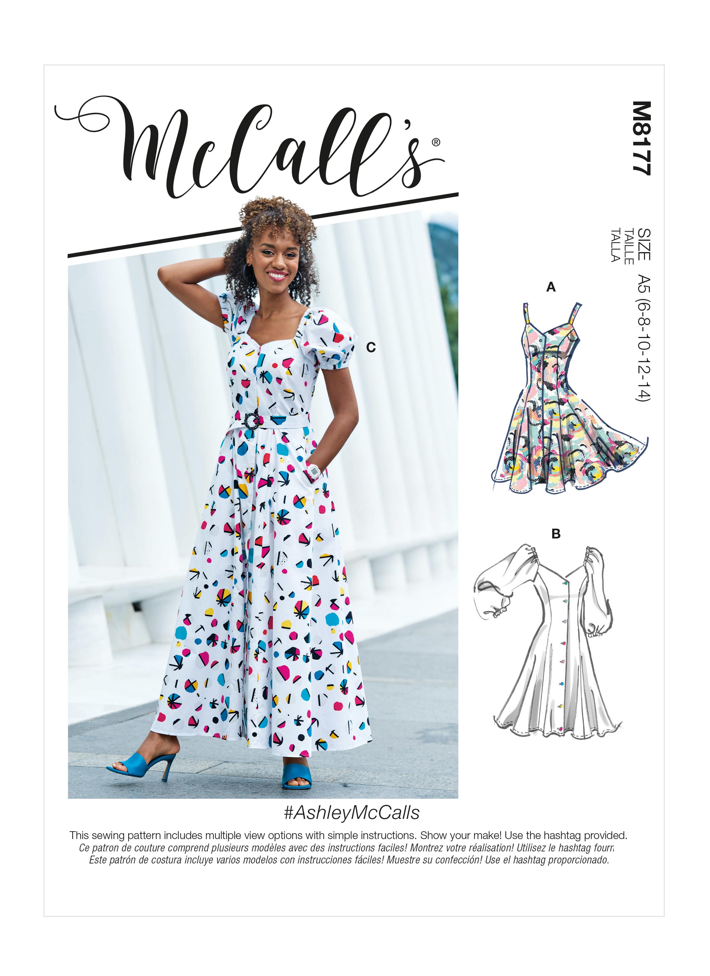 McCall's M8177 #AshleyMcCalls - Misses' Dresses & Belt