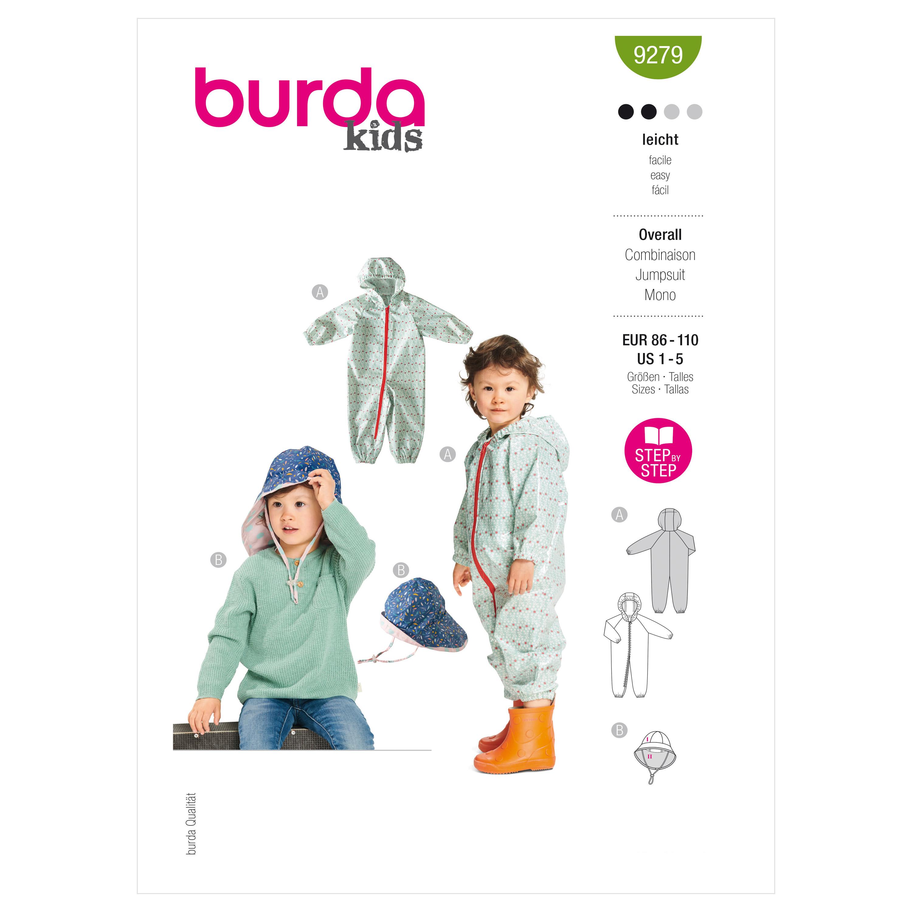Burda Style Pattern 9279 Toddlers' Onesie and Hat