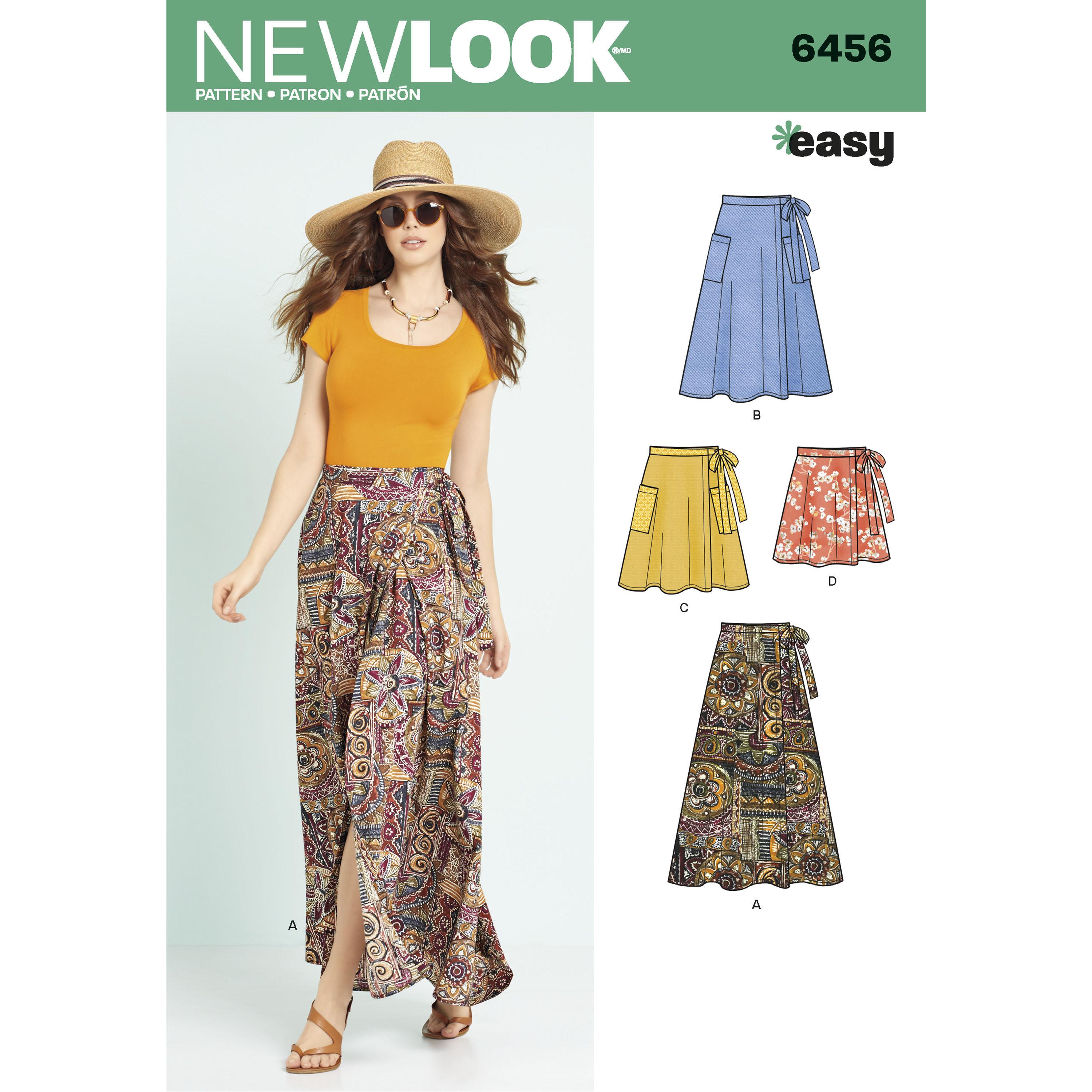 NewLook N6456 Misses' Easy Wrap Skirts in Four Lengths