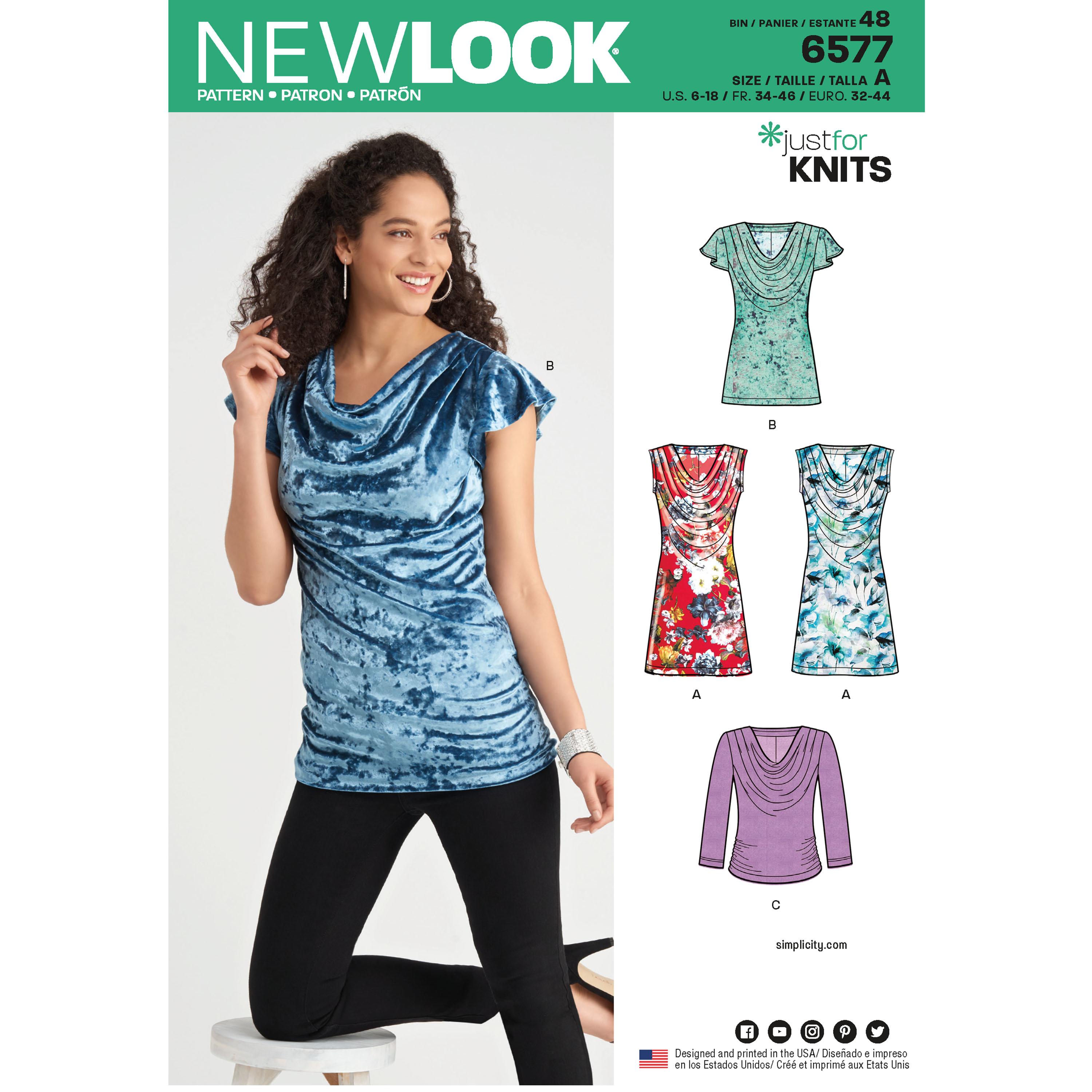 NewLook N6577 Misses' Knit Tops