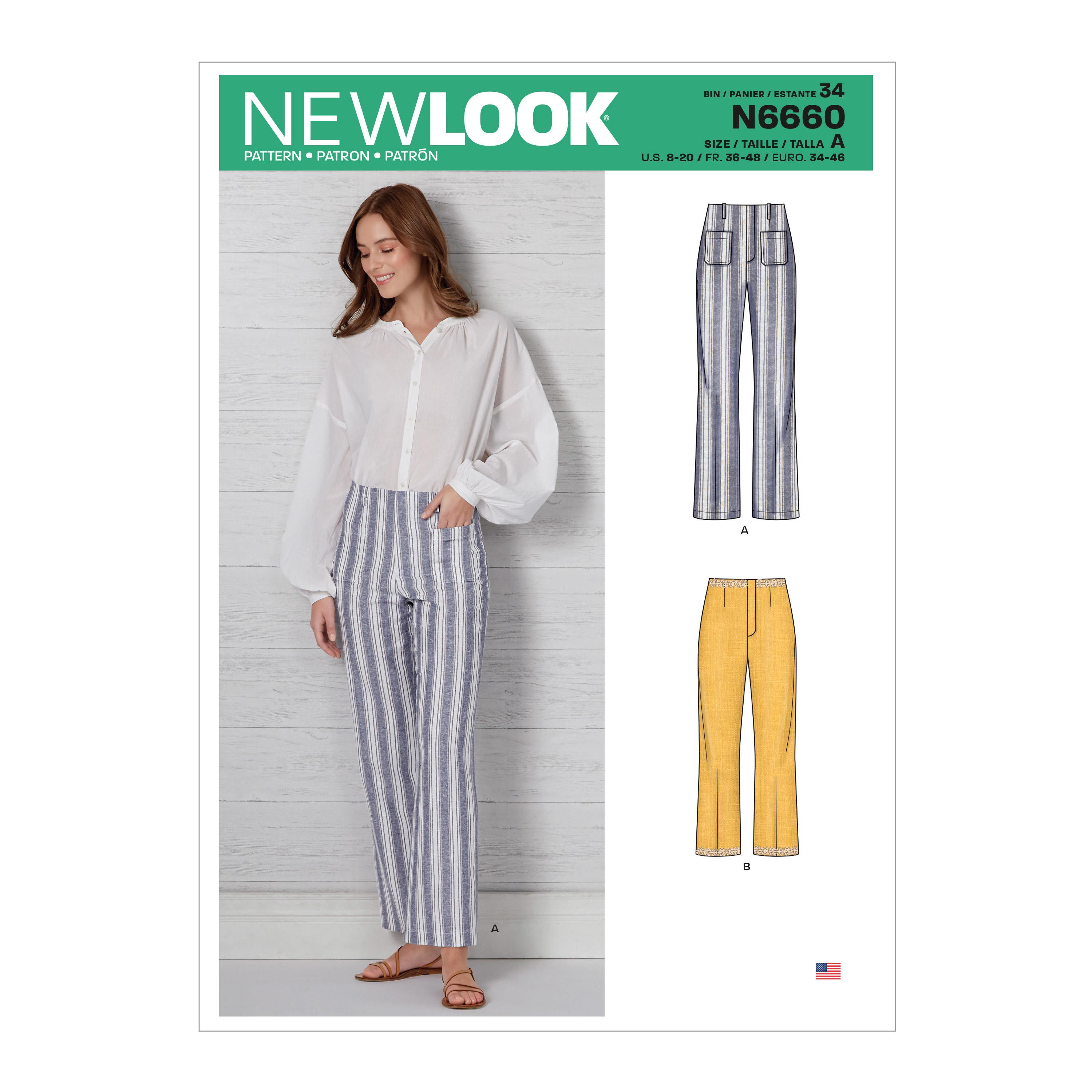 New Look Sewing Pattern N6660 Misses' High Waisted Flared Pants In Two Lengths