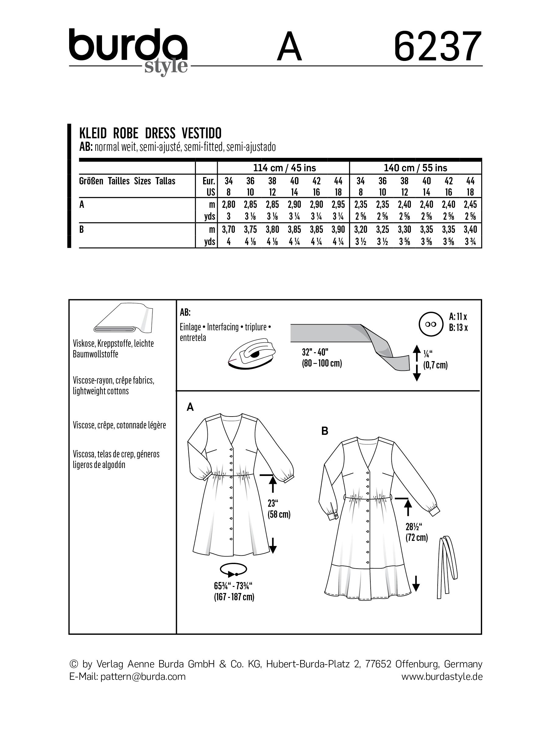 Burda B6237 Dress Sewing Pattern