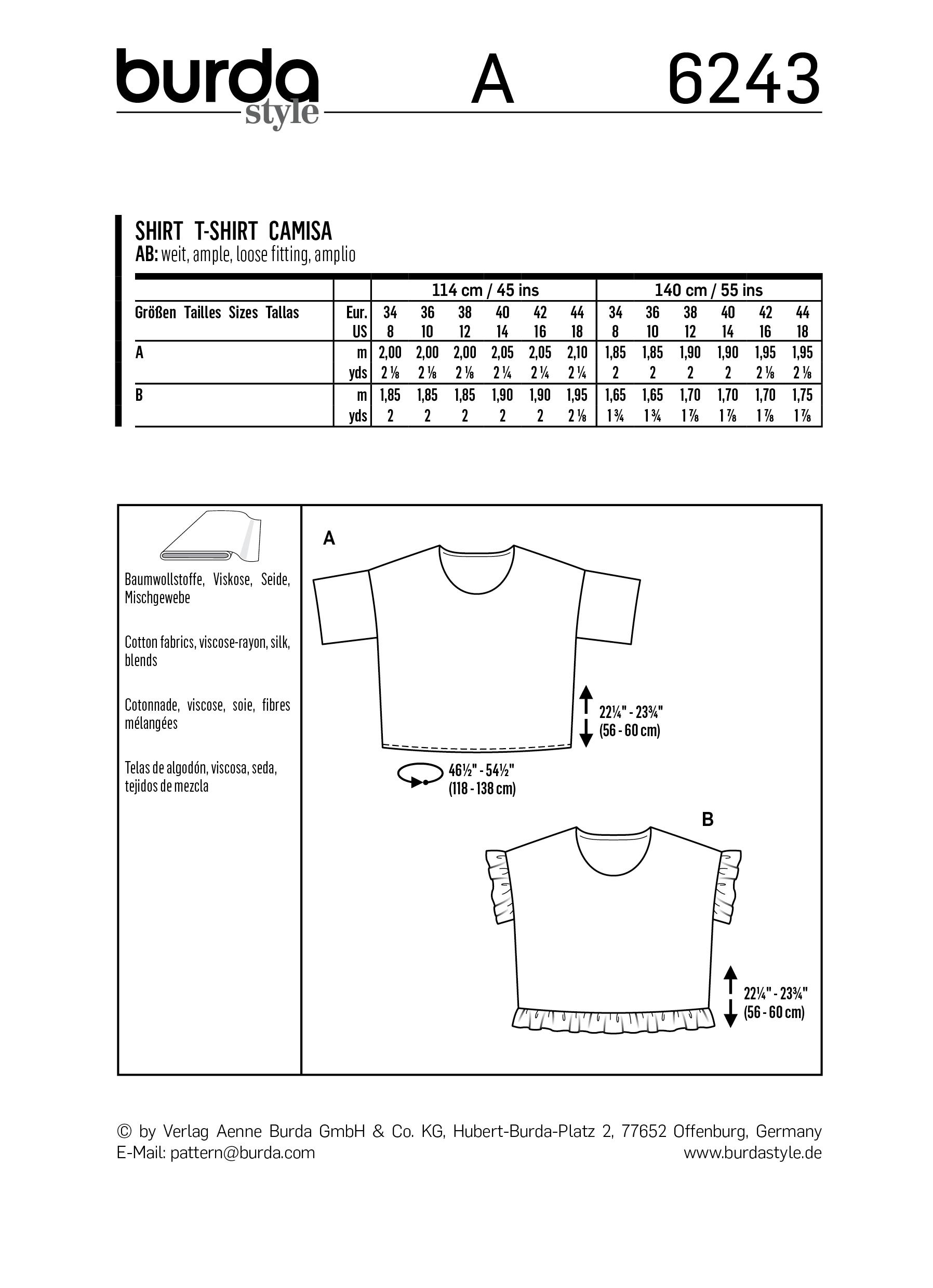 Burda B6243 Top Sewing Pattern