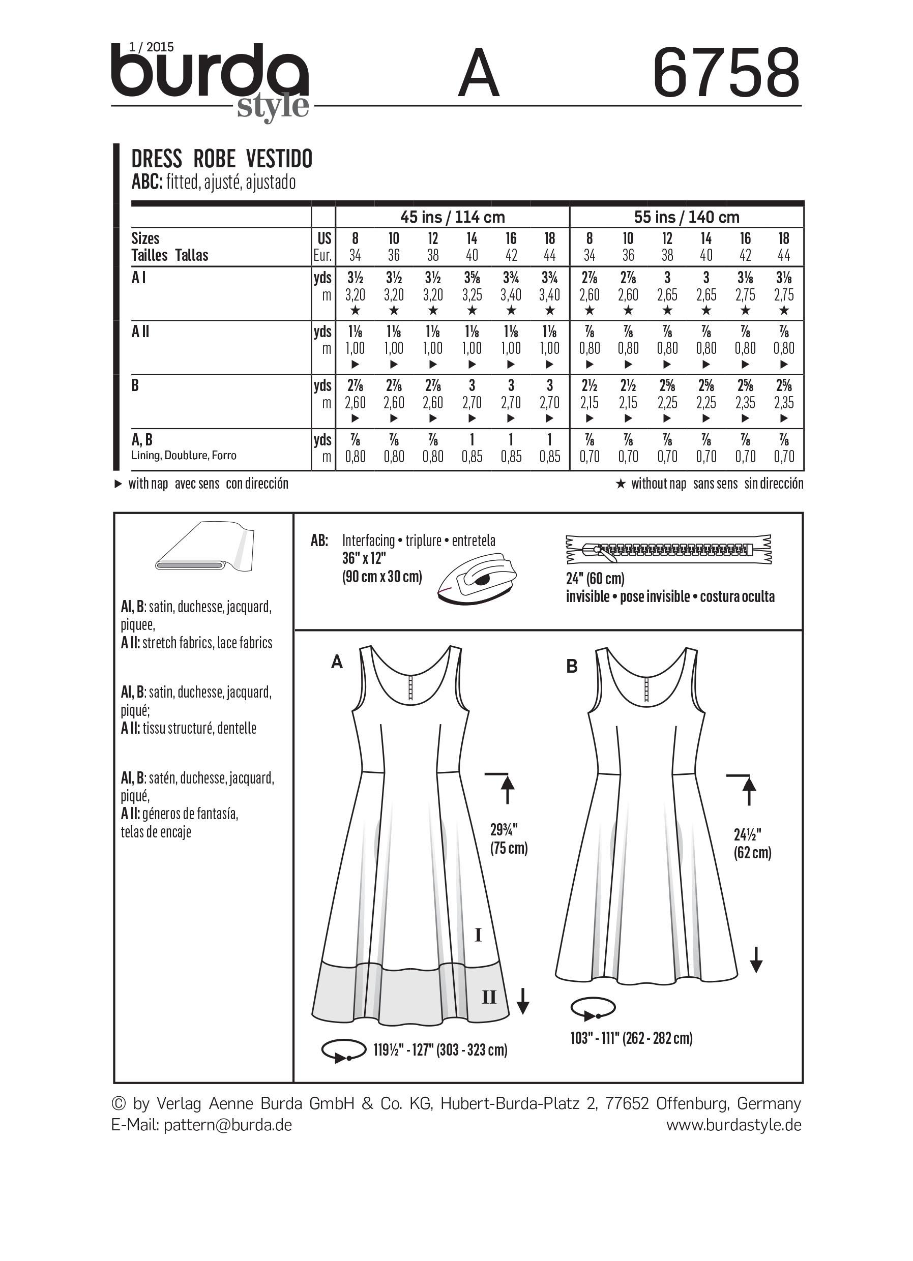 Burda B6758 Dresses Sewing Pattern