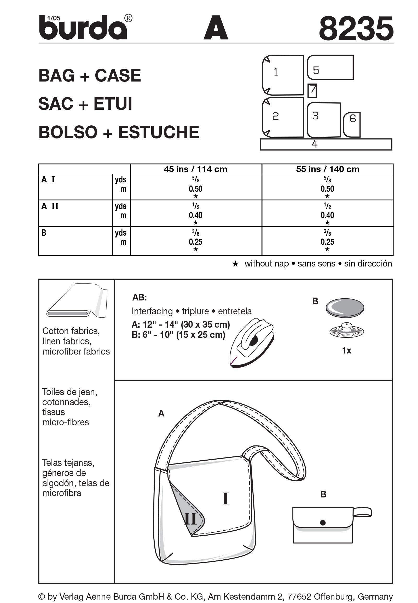 Burda B8235 Bag & Case Sewing Pattern