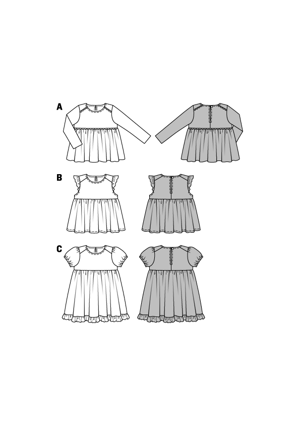 Burda B9362 Child Dress, Blouse and Skirt