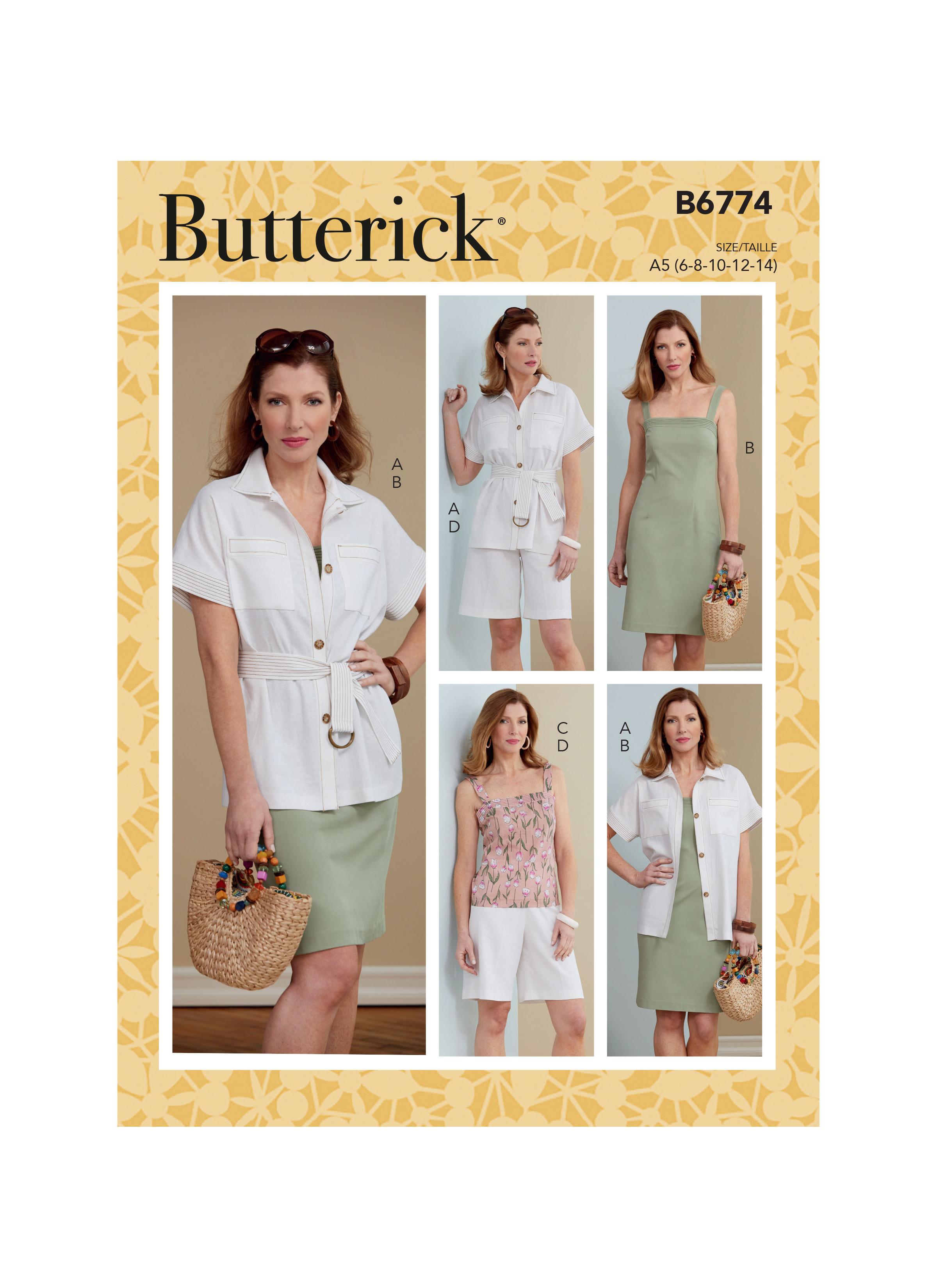 Butterick B6774 Misses; Jacket, Sash, Dress, Top and Shorts