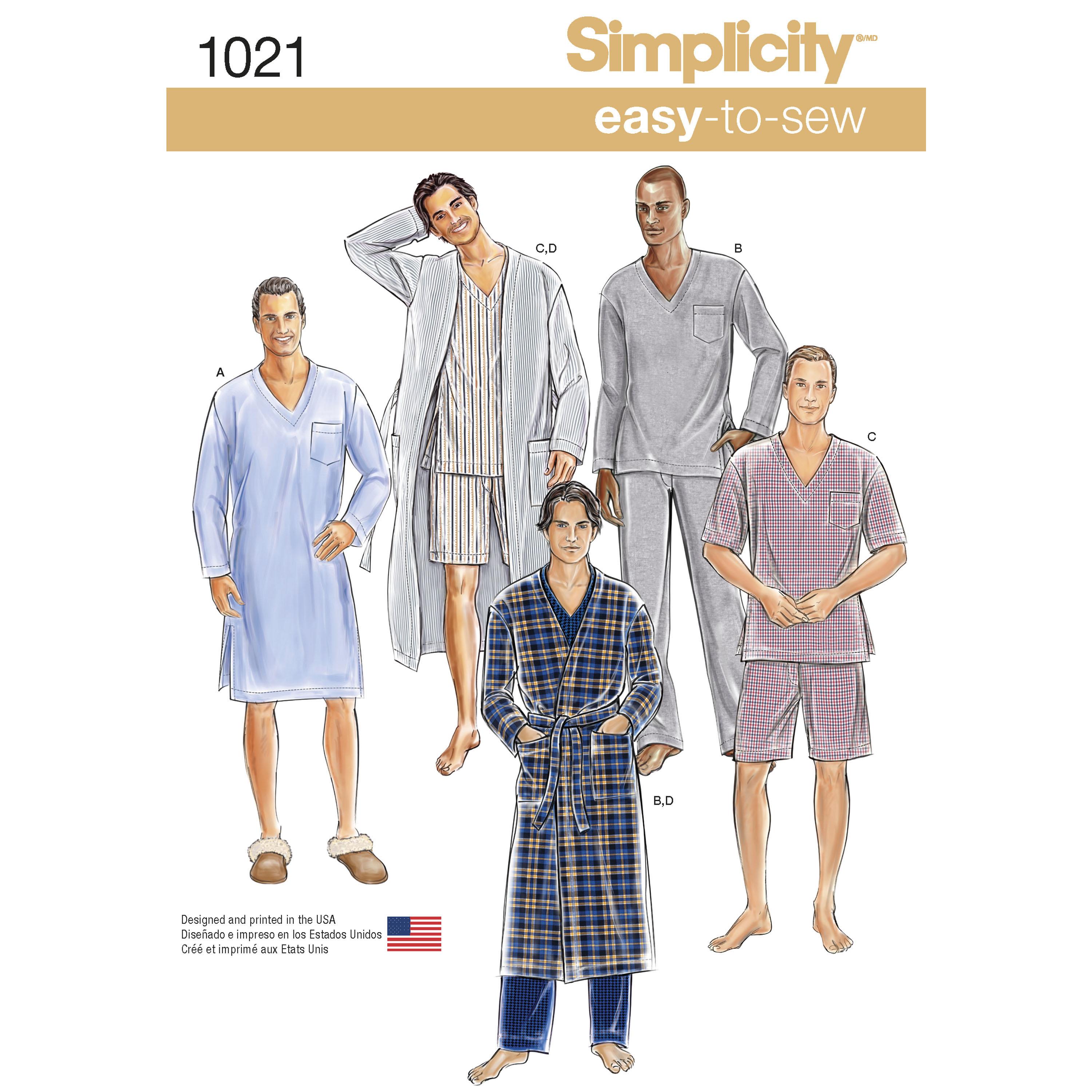 Simplicity S1021 Men's Classic Pajamas & Robe