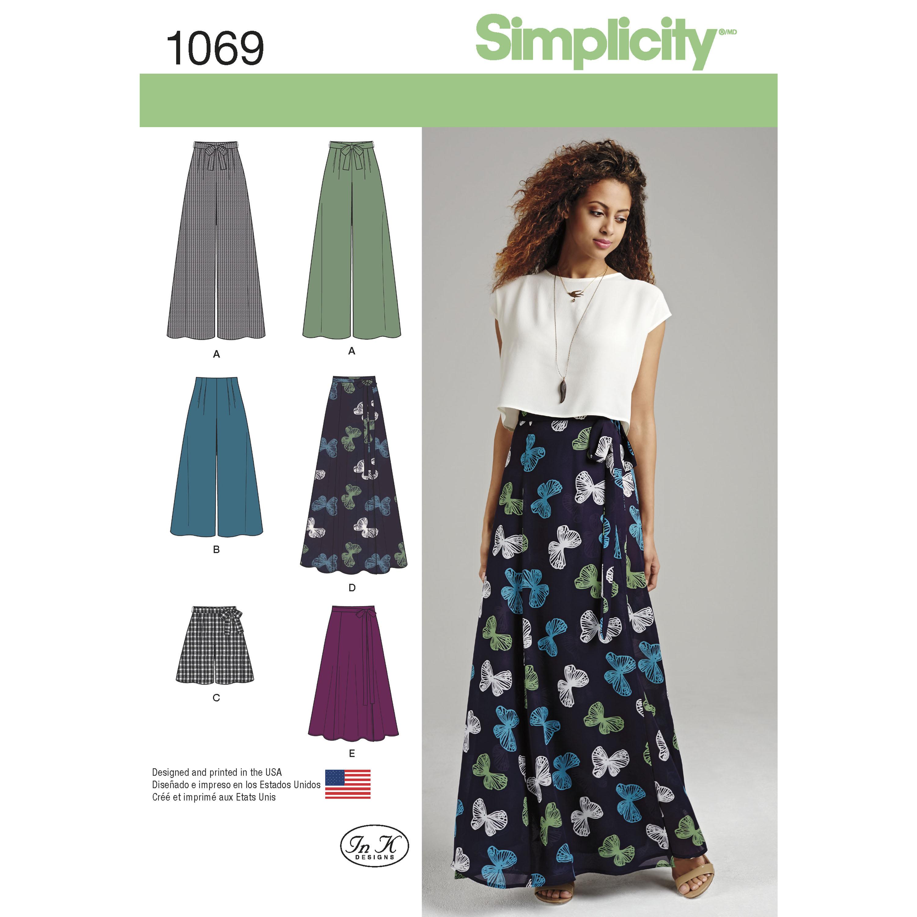 Simplicity S1069 Women's Wide Leg Trousers or Shorts & Skirts in 2 Lengths