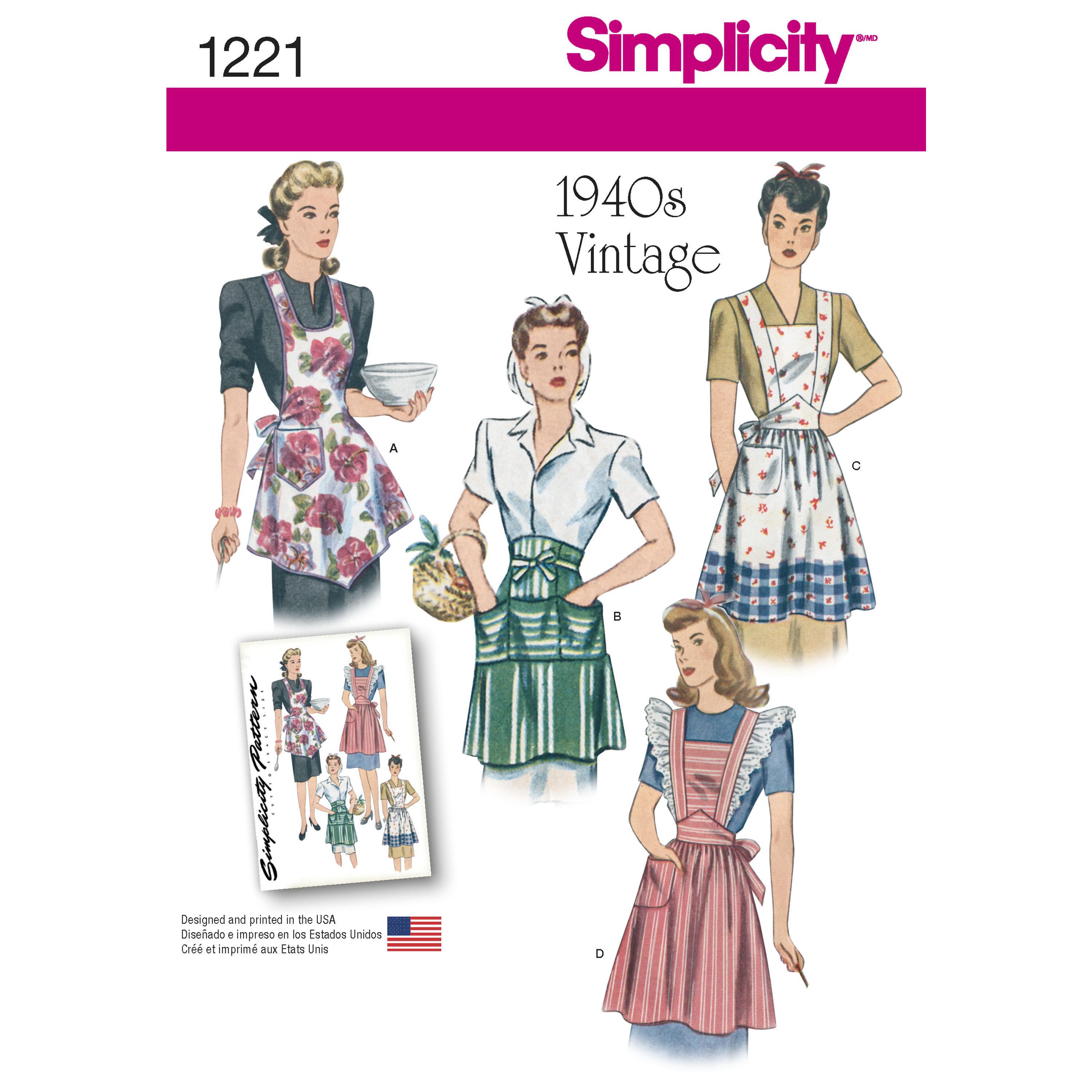Simplicity S1221 Women's Vintage Aprons