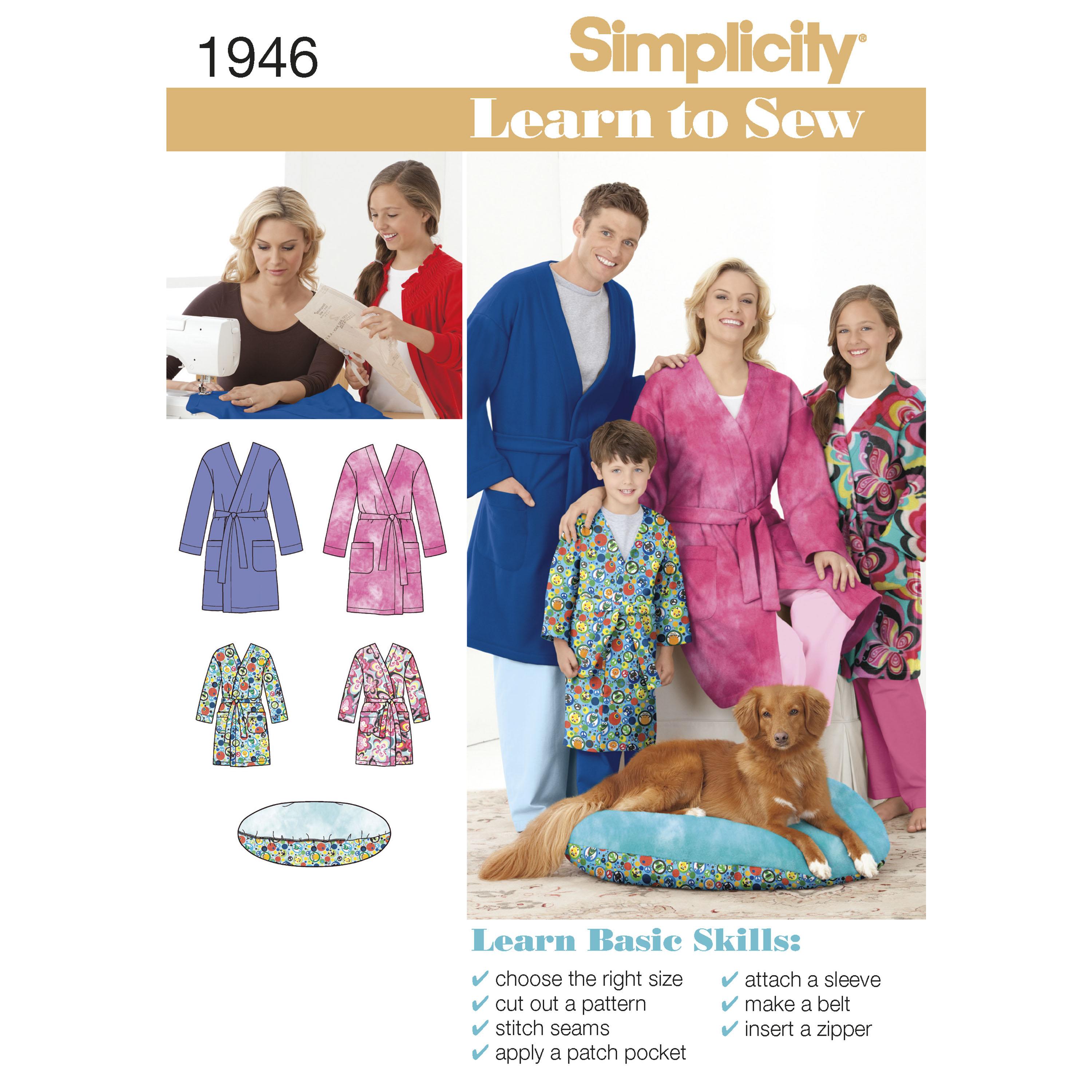 Simplicity S1946 Learn to Sew Child's Teen's & Adults' Robe