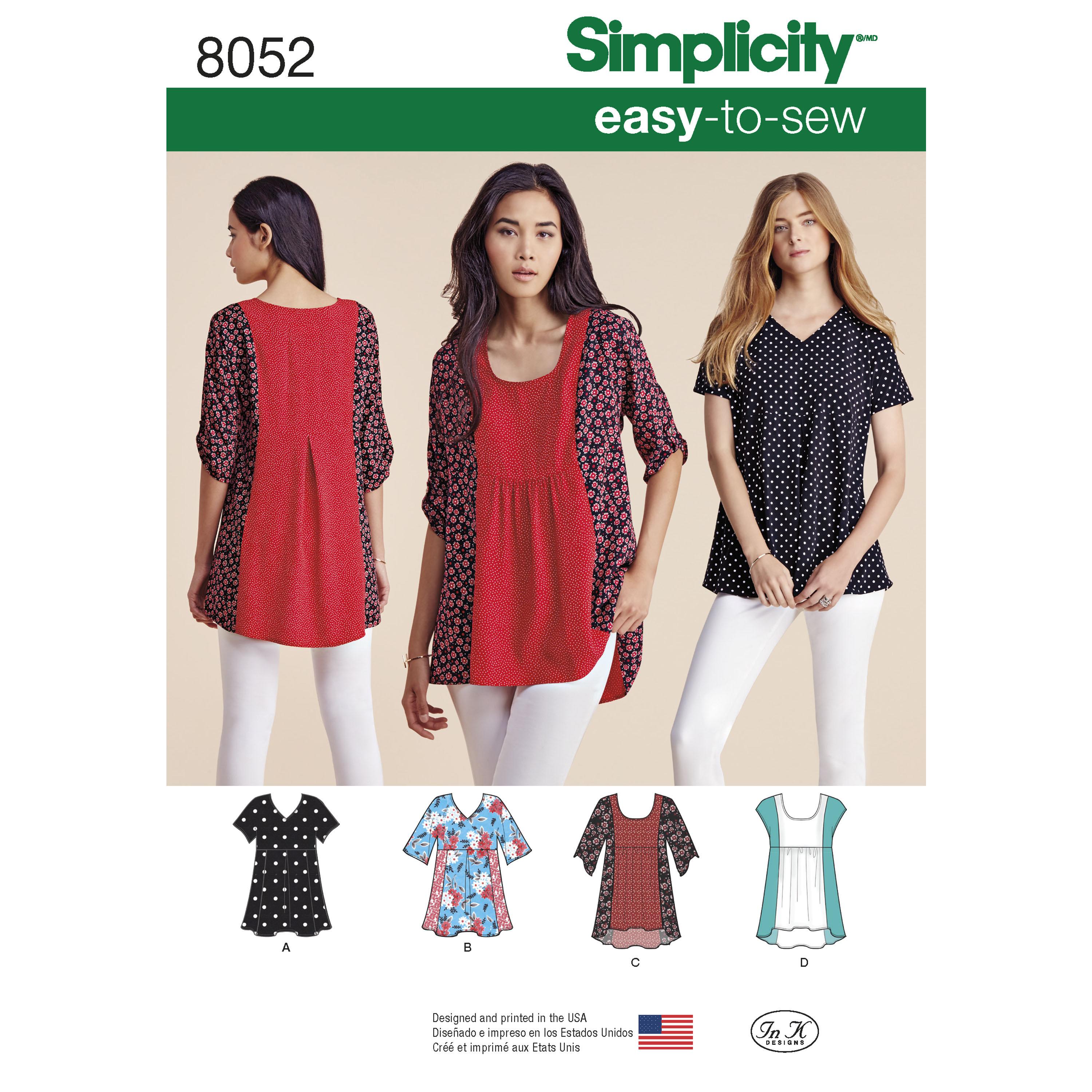 Simplicity S8052 Women's Easy-to-Sew Tops