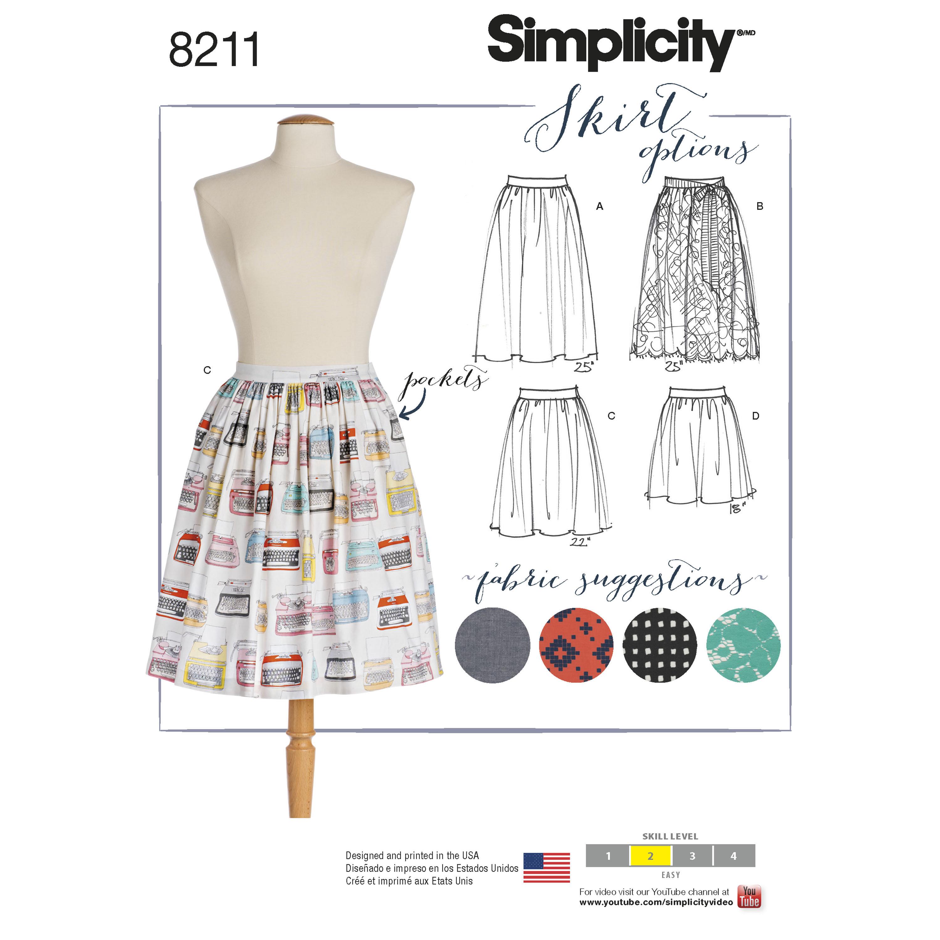 Simplicity S8211 Women's Dirndl Skirts in Three Lengths
