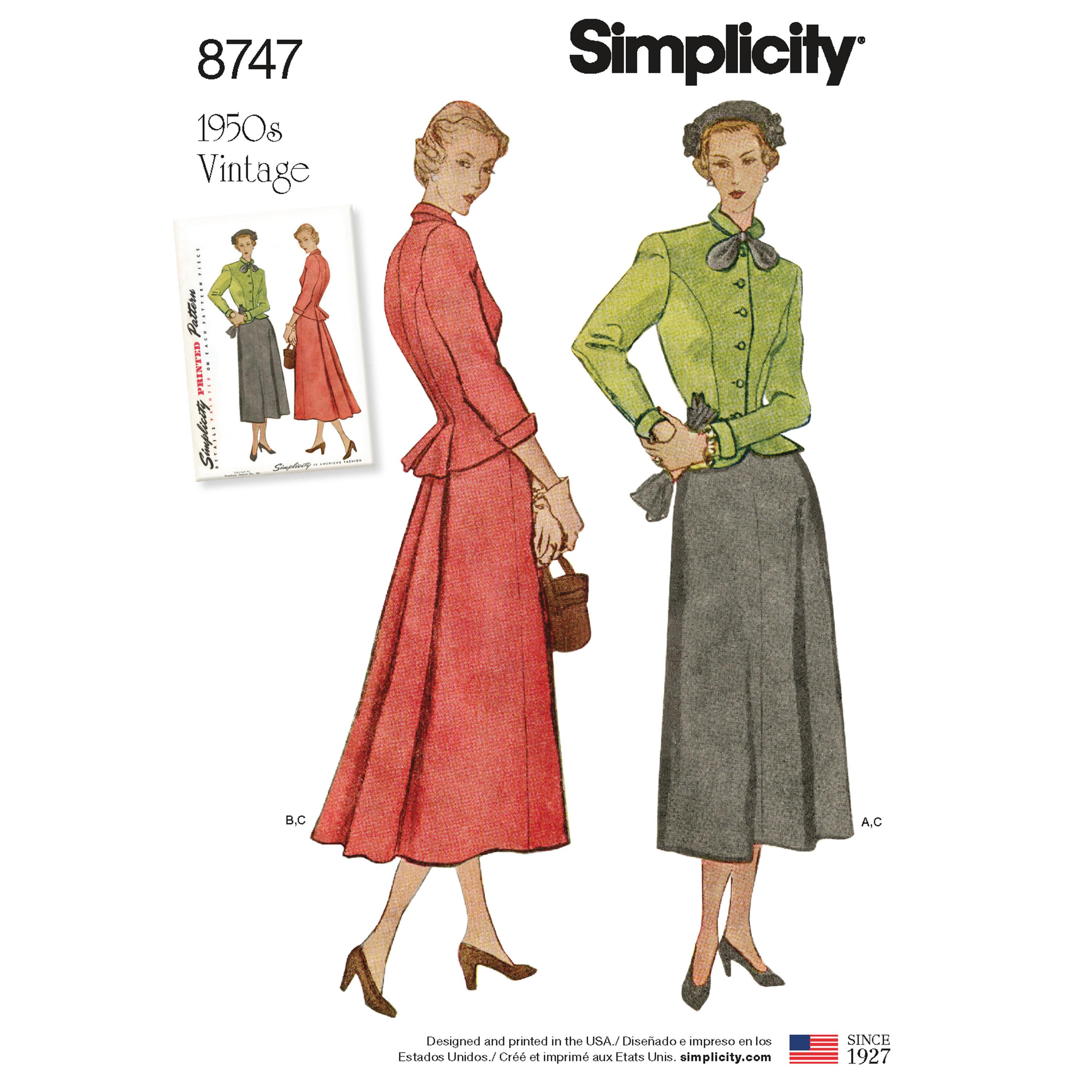 Simplicity S8747 Women's Vintage Suit