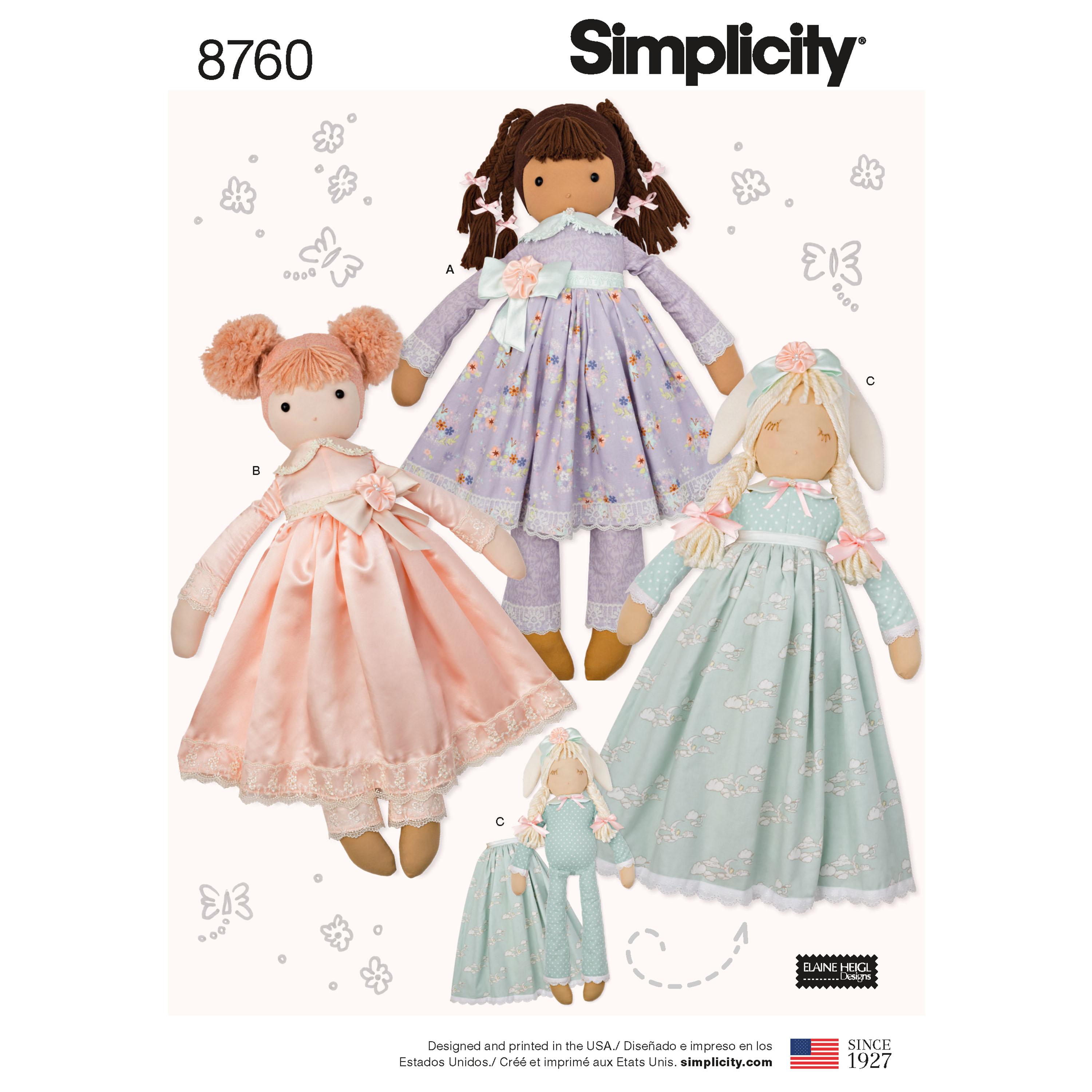 Simplicity S8760 Stuffed Dolls
