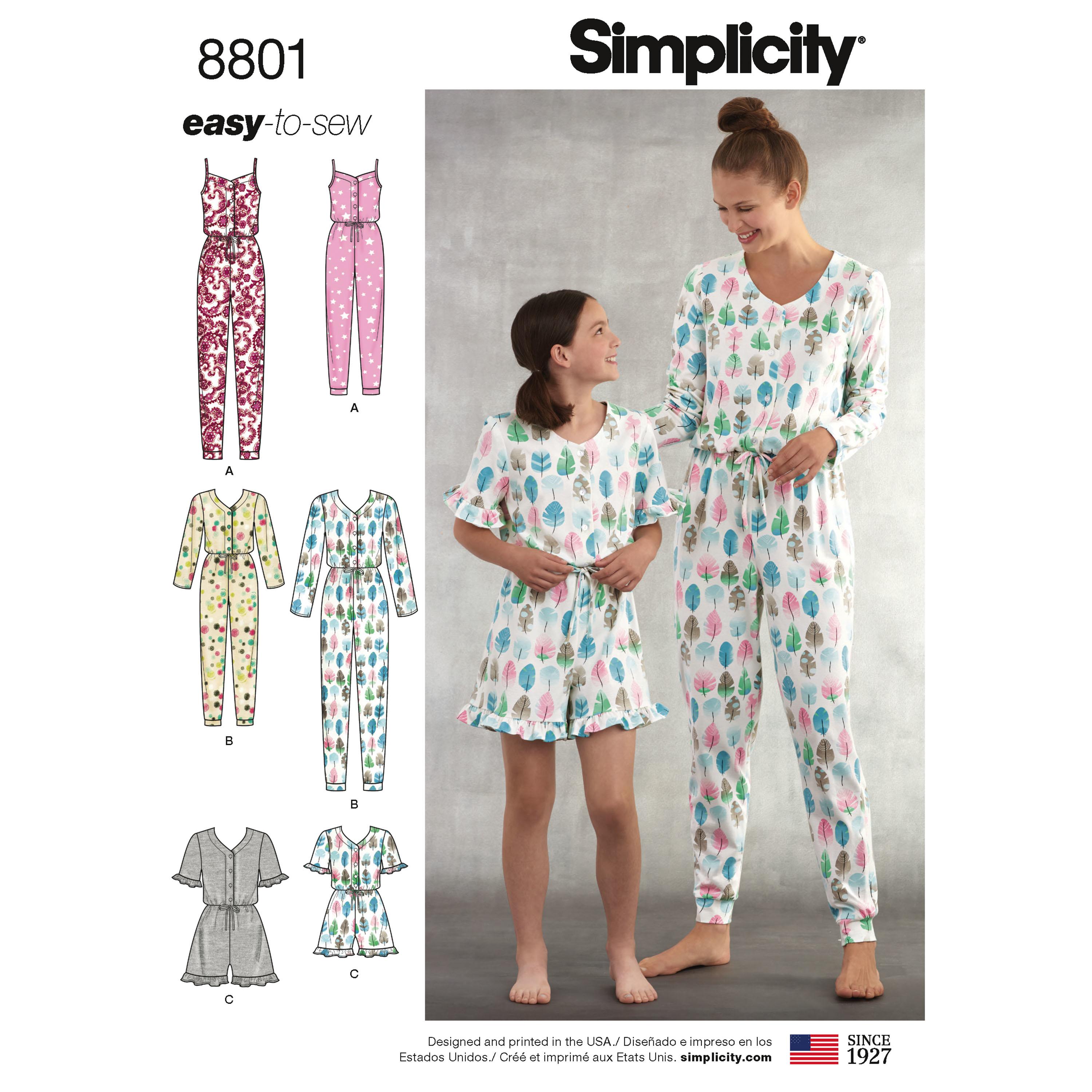 Simplicity S8801 Girls and Misses  Knit Jumpsuit Romper