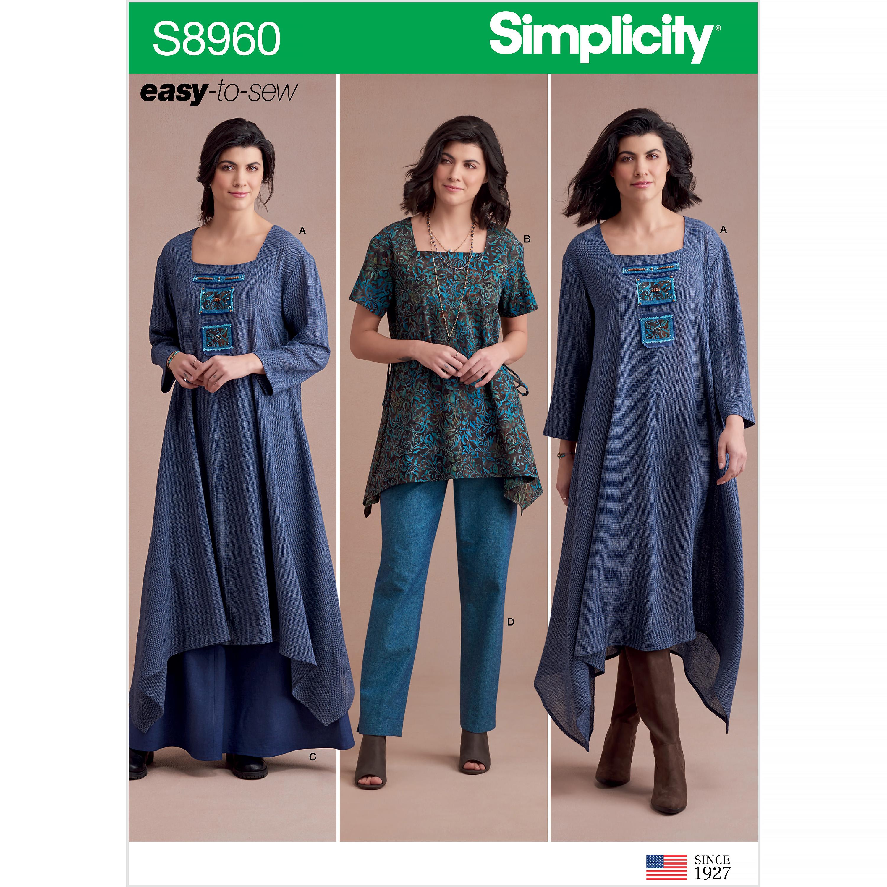Simplicity S8960 Misses' Dress Or Tunic, Skirt and Pant