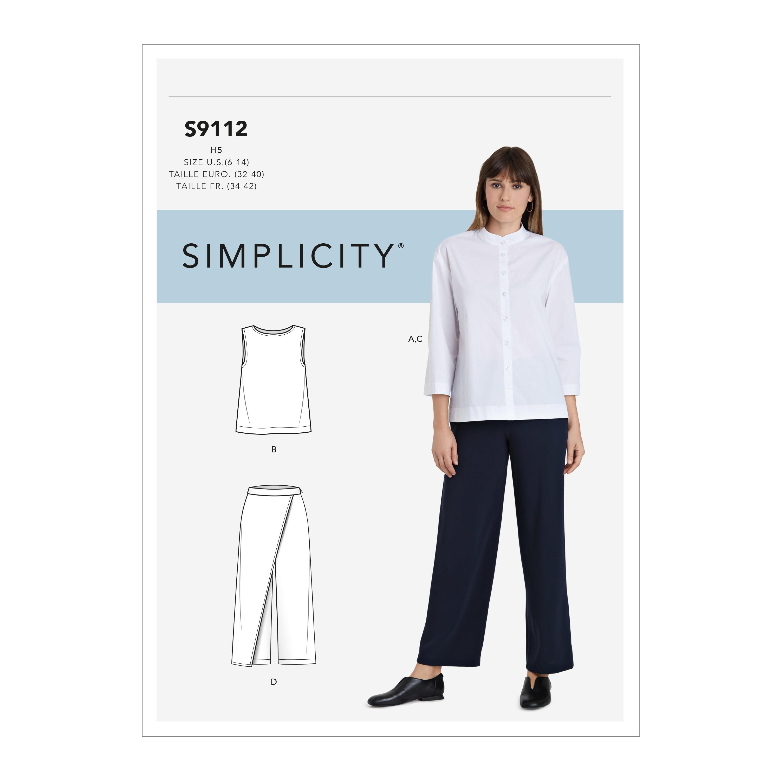 Simplicity S9112 Misses' Button Down Top, Shell & Pants