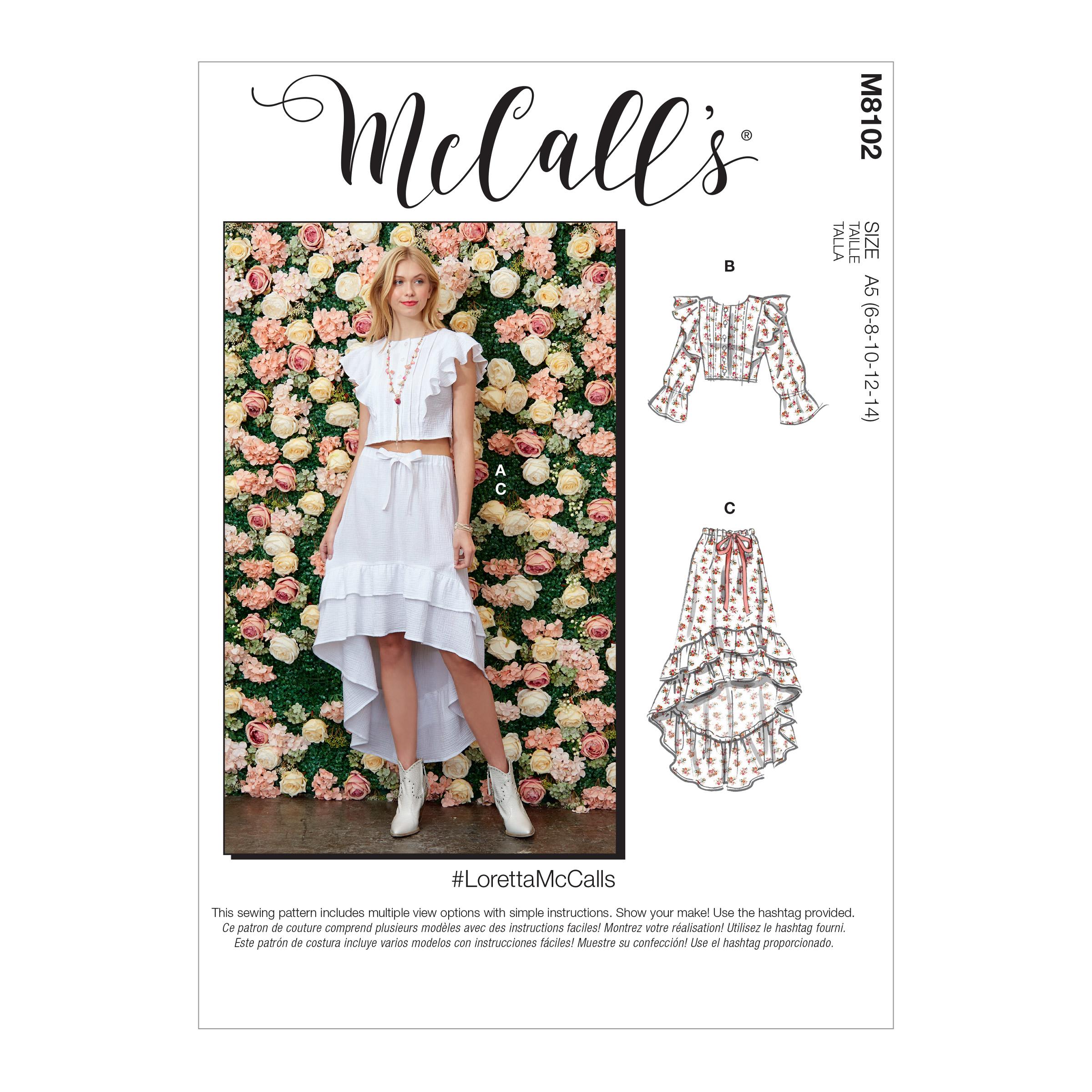McCalls M8102 #LorettaMcCalls - Misses' Tops & Skirt