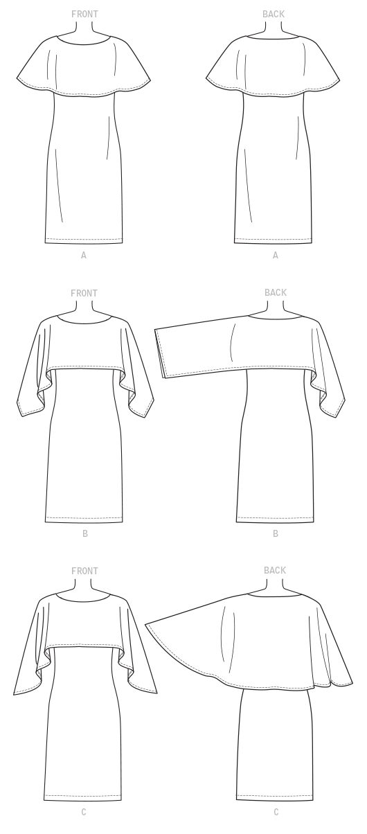 Butterick B6479 Misses' Pullover Dresses with Attached Capelets
