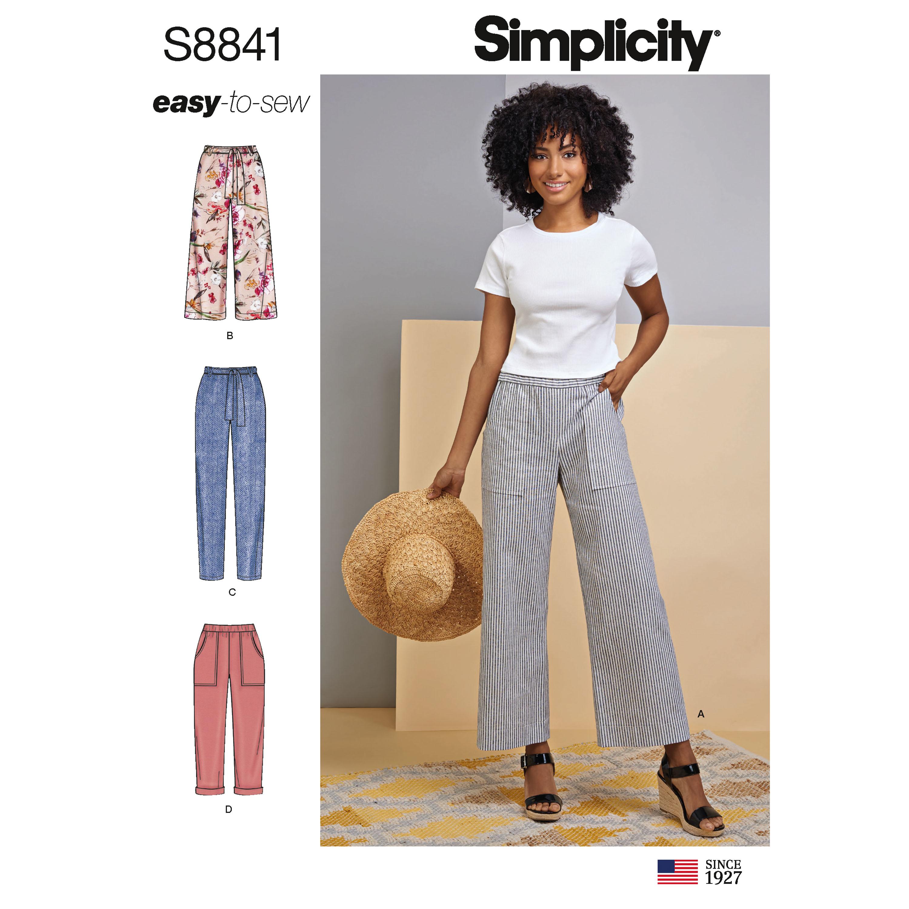 Simplicity S8841 Misses' Wide or Slim Leg Pull-on Pants