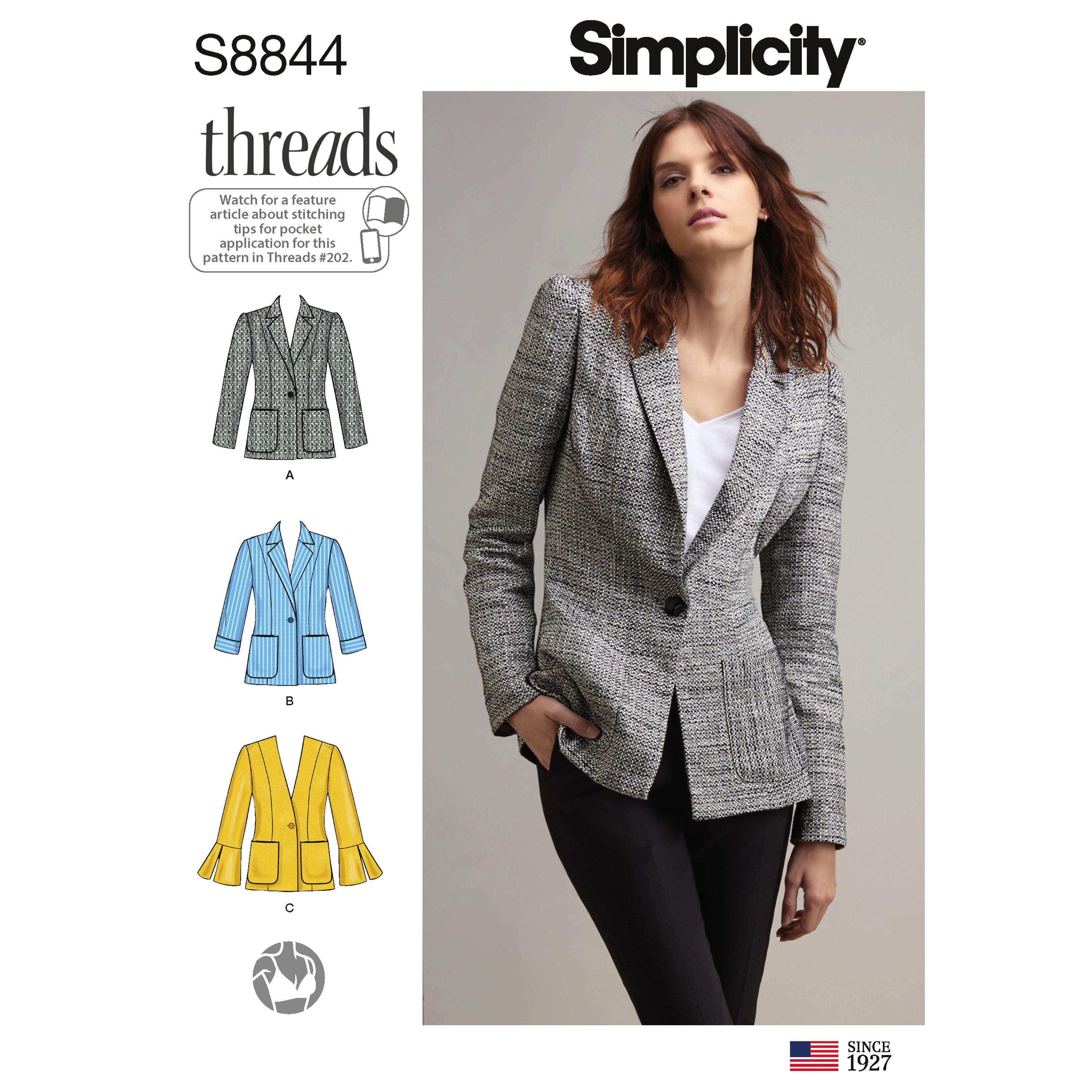 Simplicity S8844 Misses'/ Miss Petite Unlined Blazer