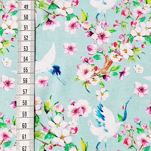 Floral Cranes Cotton Jersey