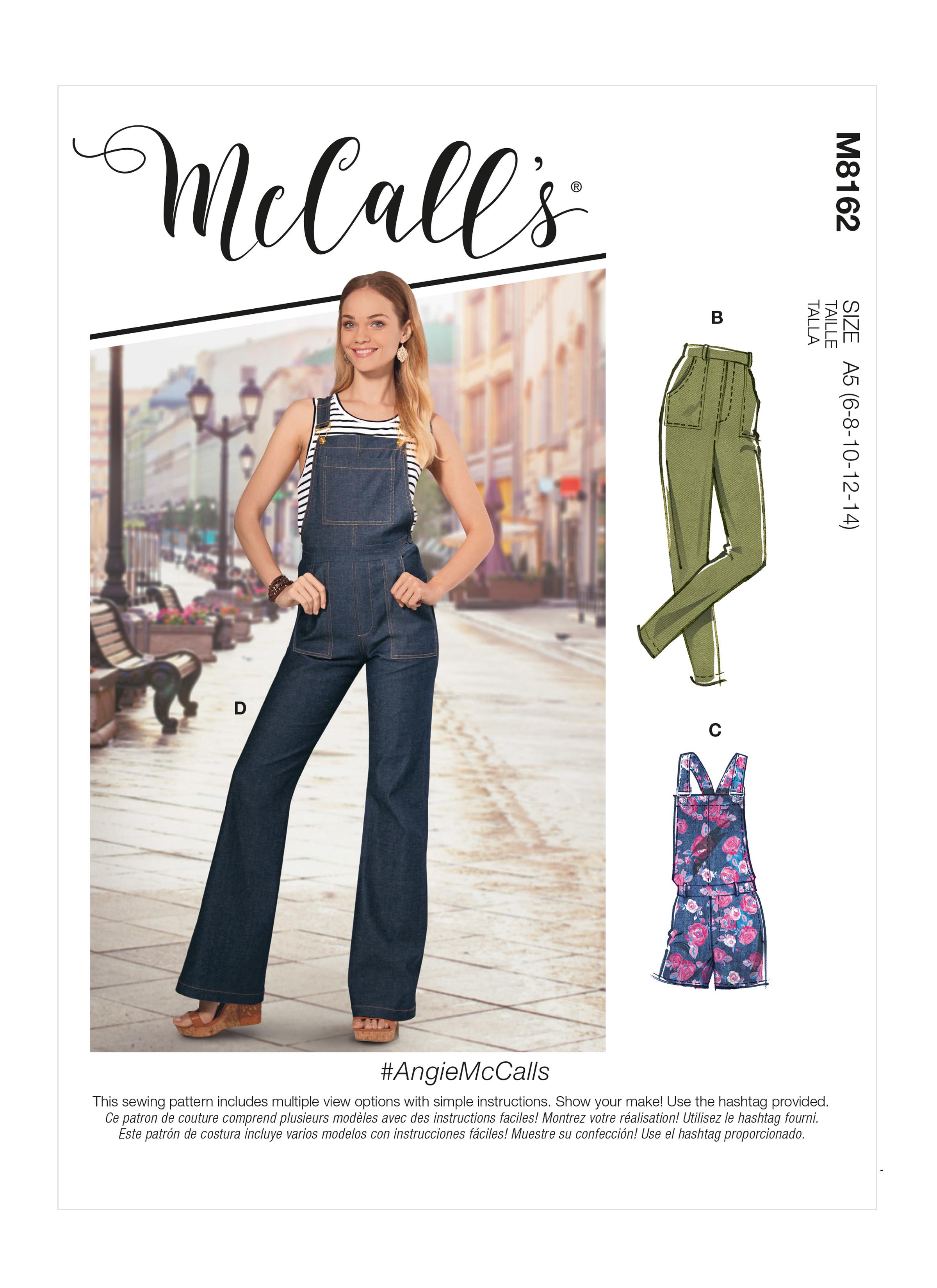 McCalls M8162 #AngieMcCalls - Misses' Flared Jeans, Overalls, Skinny Jeans & Shortalls