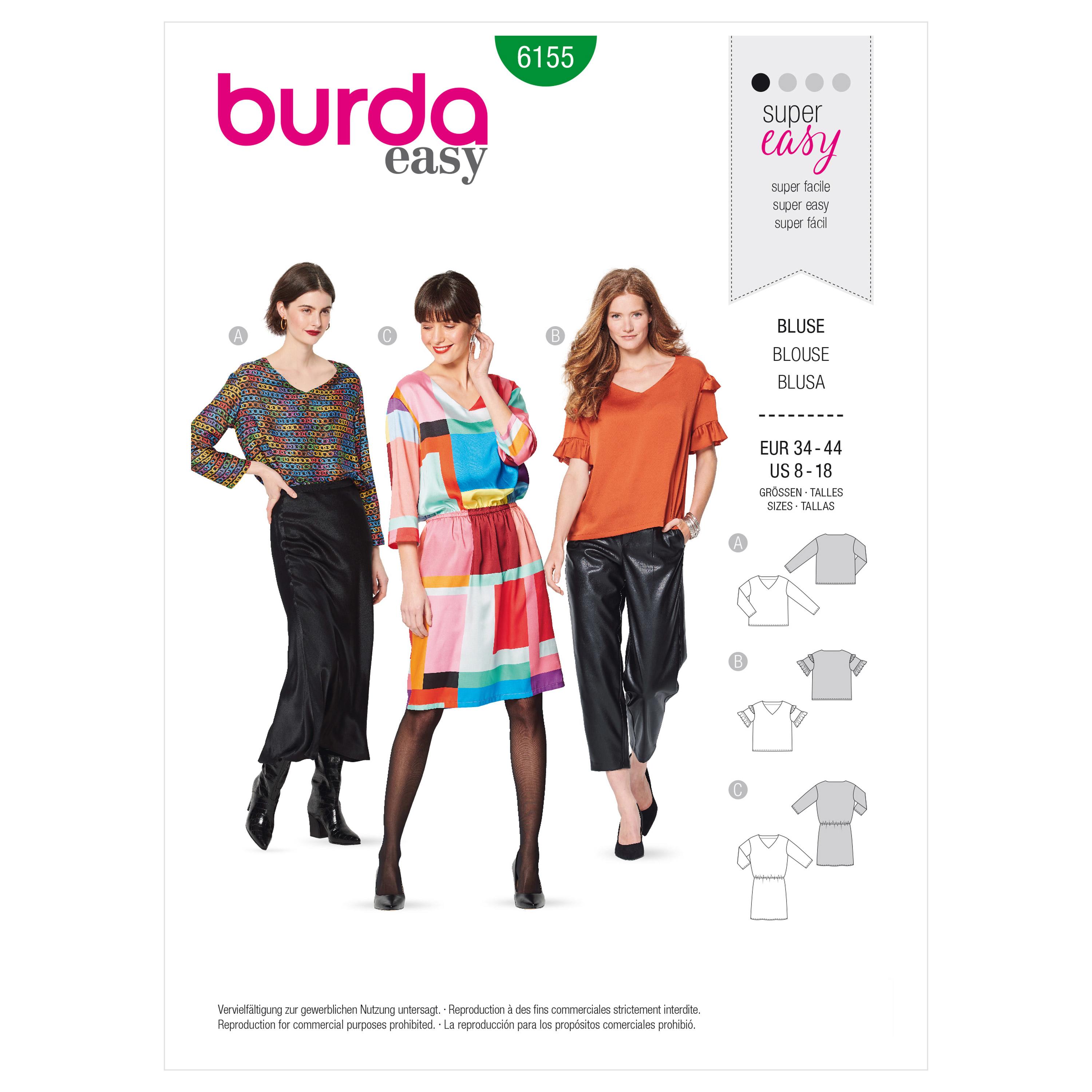 Burda Style Pattern 6155 Misses' Blouse and Dress ? V-neckline