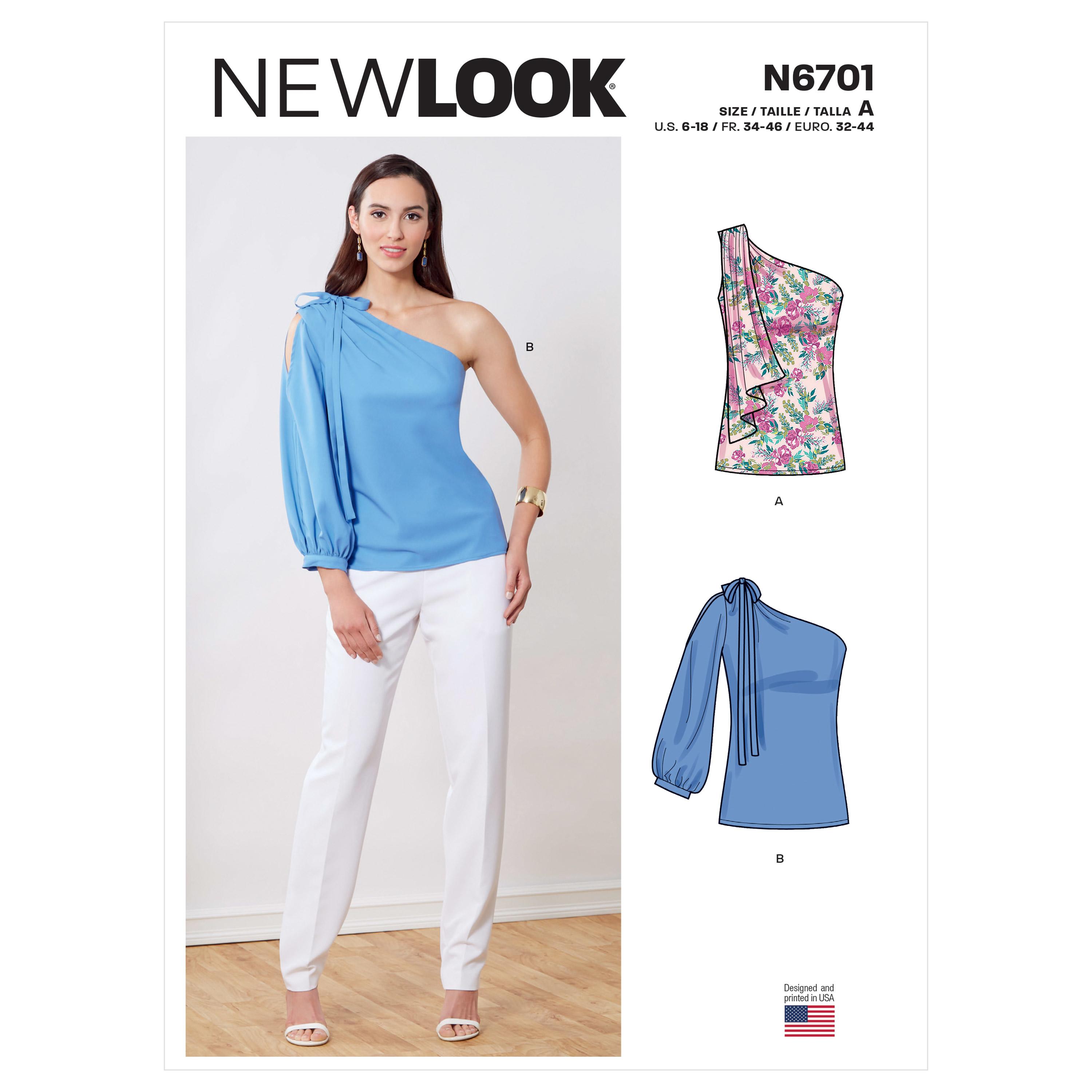 New Look Sewing Pattern N6701 Misses' Set of One-Shoulder Tops