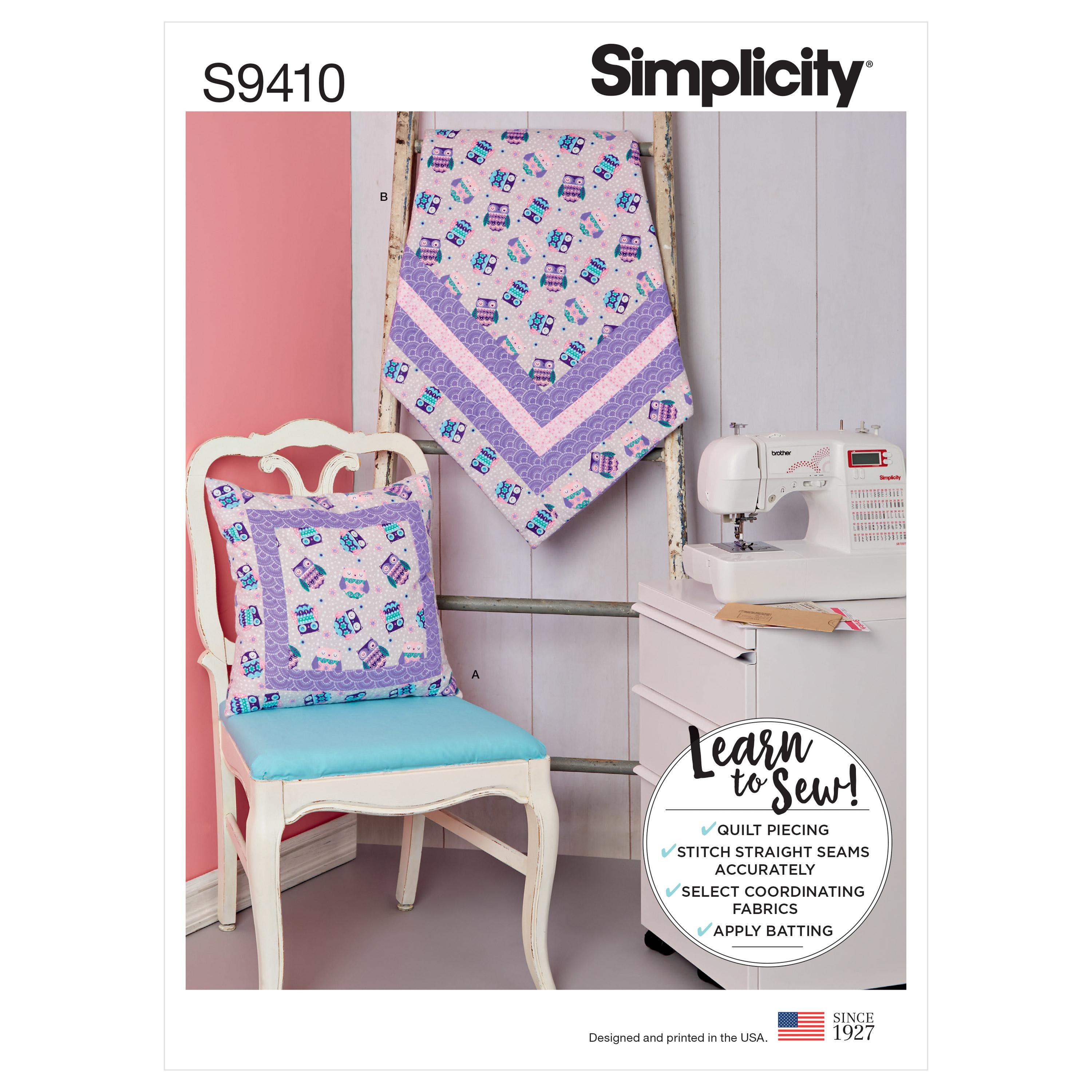 Simplicity Sewing Pattern S9410 Learn-to-Sew Quilted Blanket and Pillow
