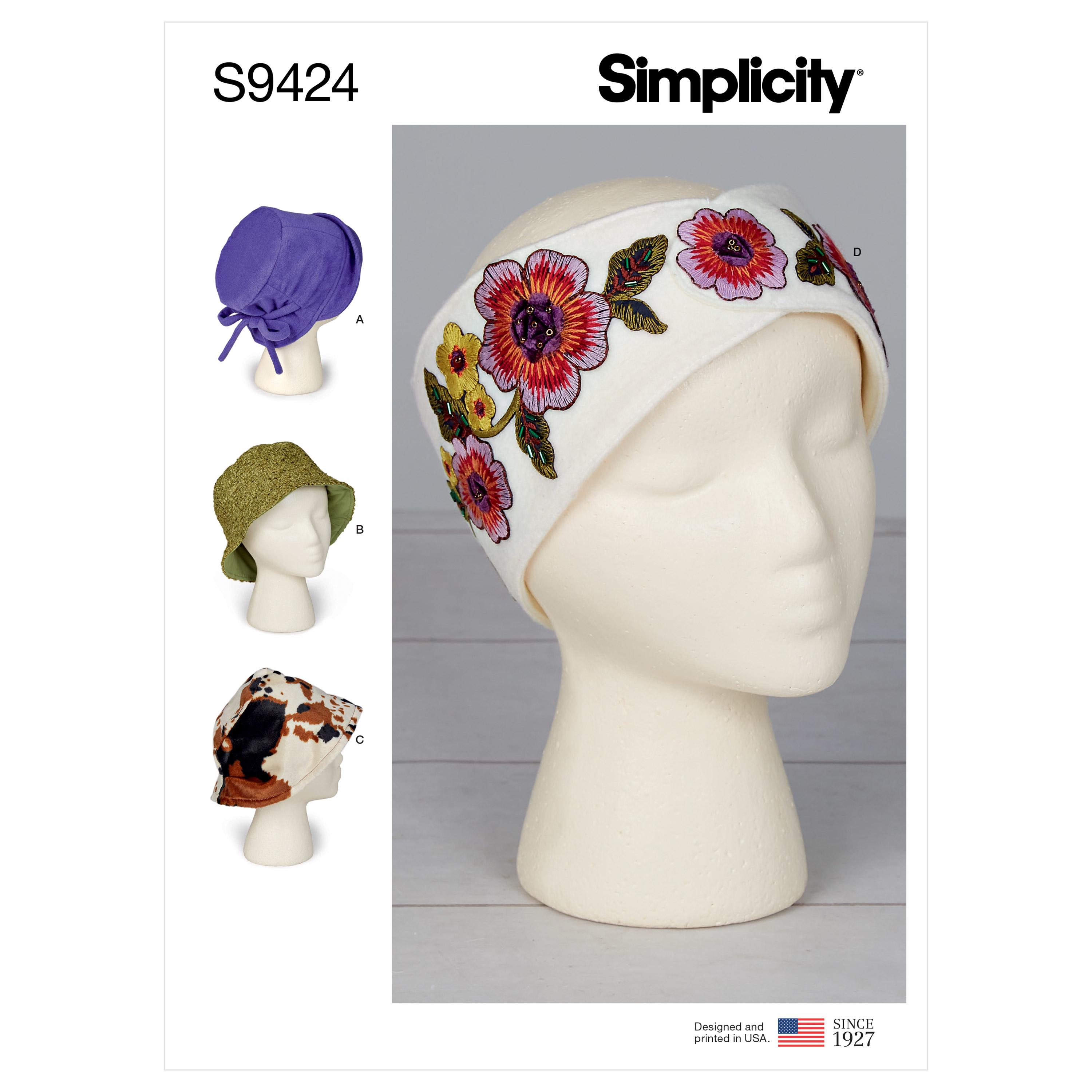 Simplicity Sewing Pattern S9424 Misses' Hats and Headband in Three Sizes