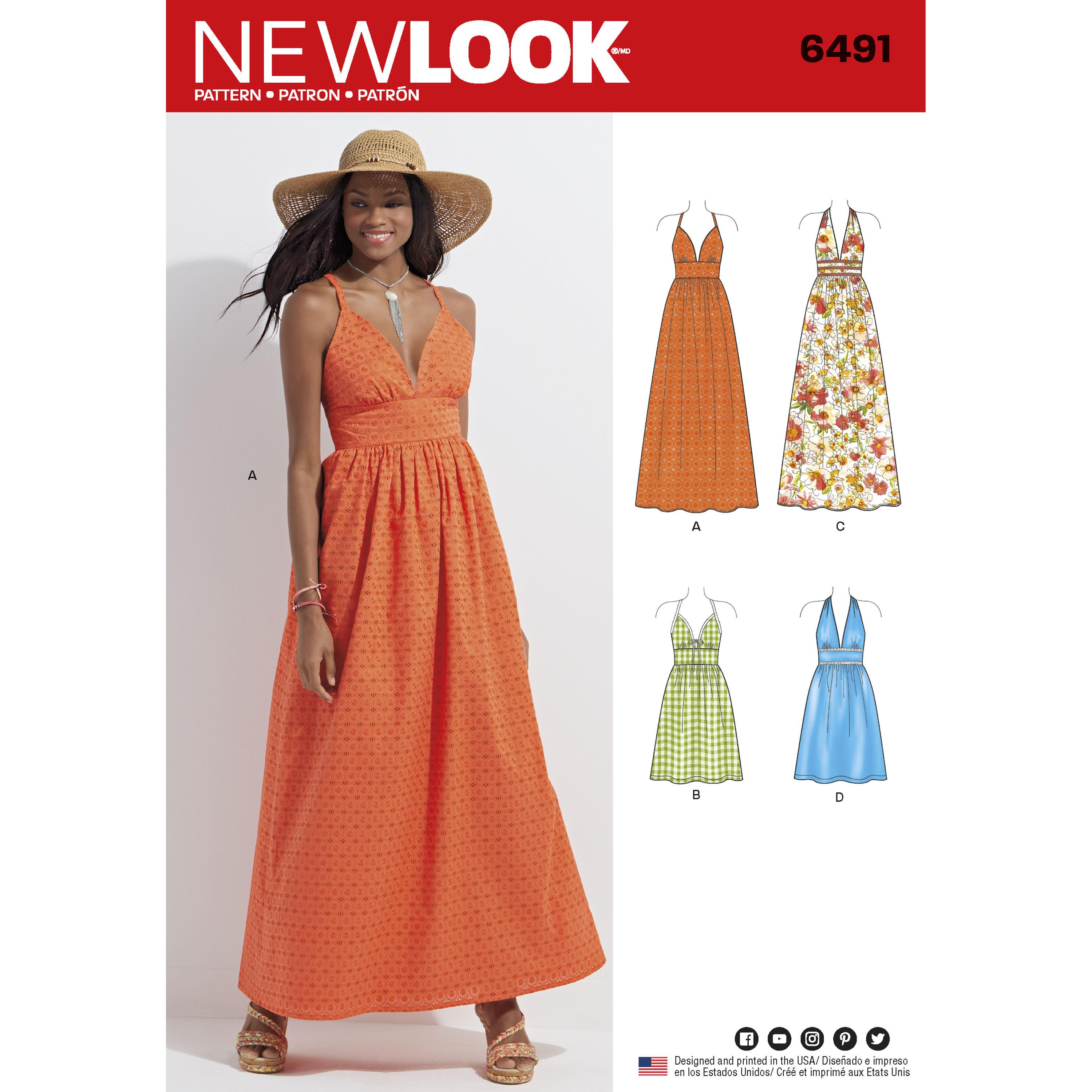 NewLook N6491 Misses Dresses in two Lengths with Bodice Variations