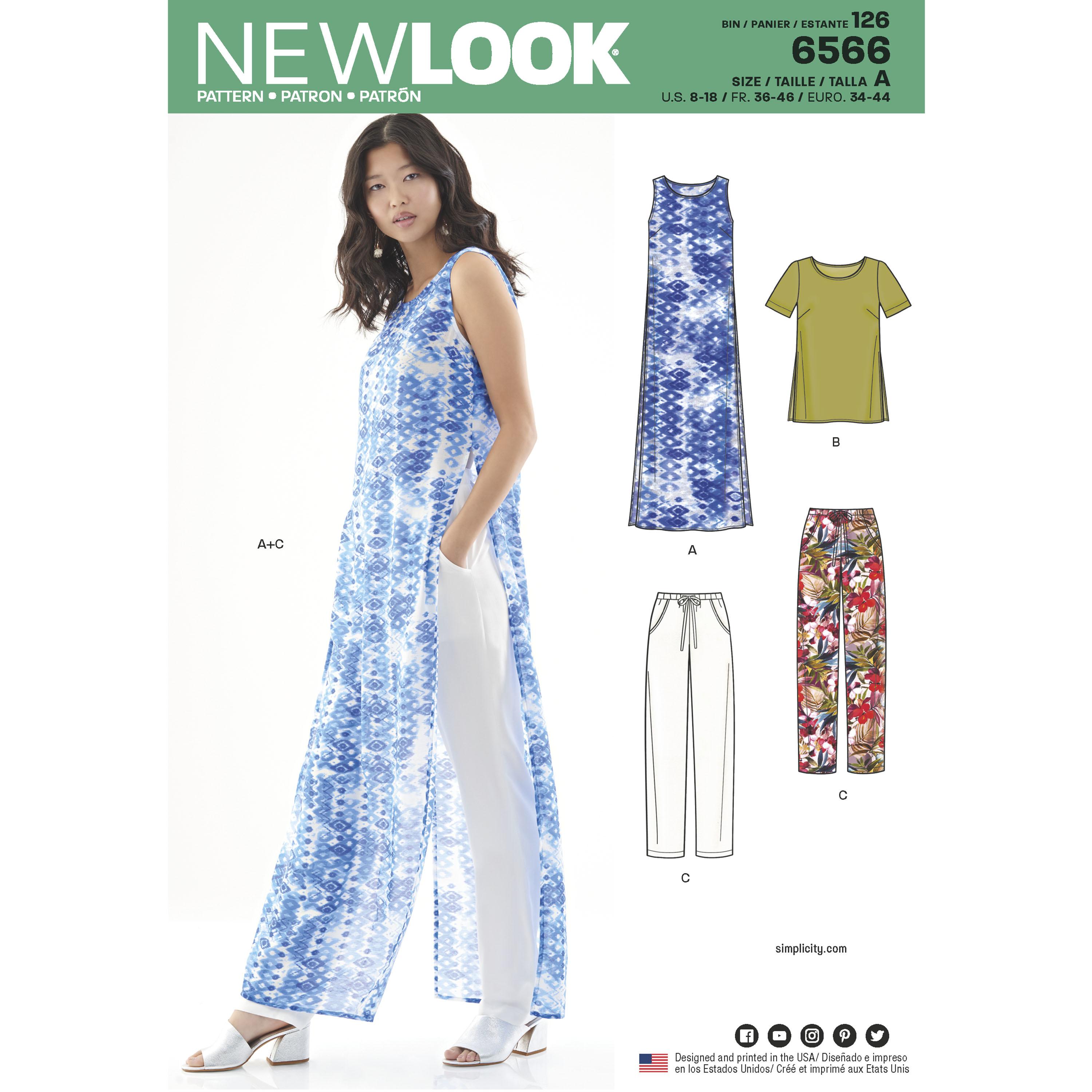 NewLook N6566 Women's Tunic, Top and Pants