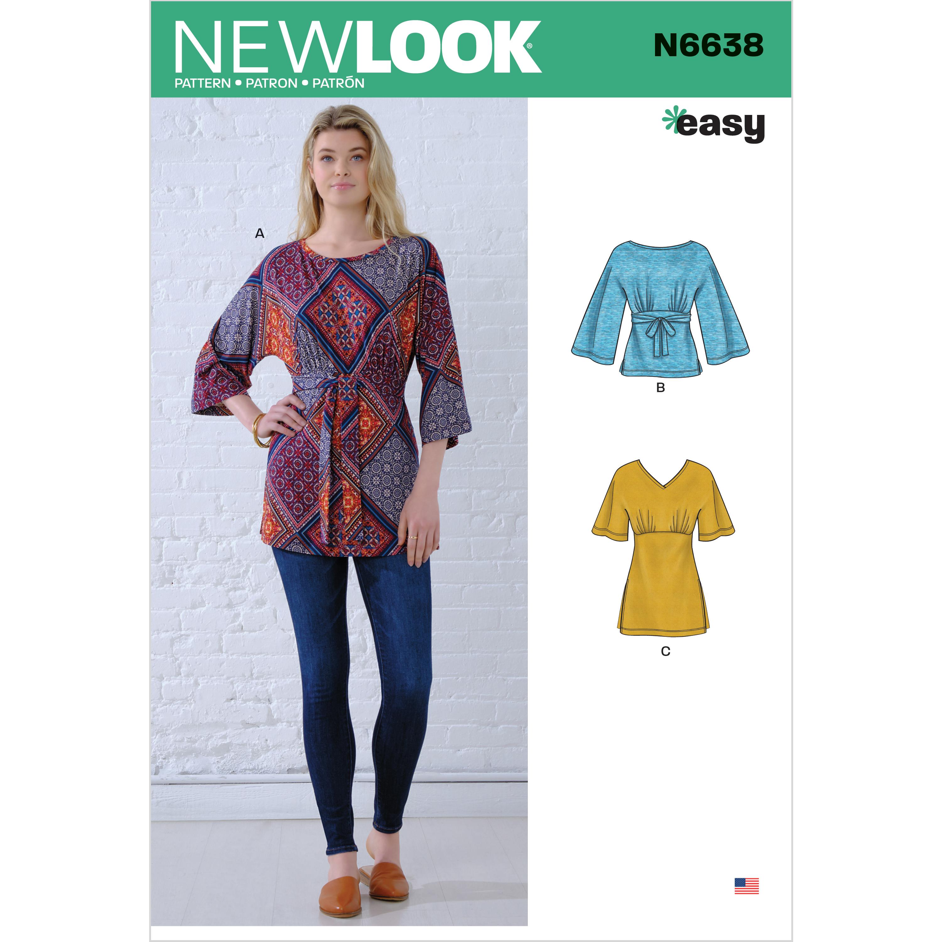 NewLook Sewing Pattern N6638 Misses' Knit Tops