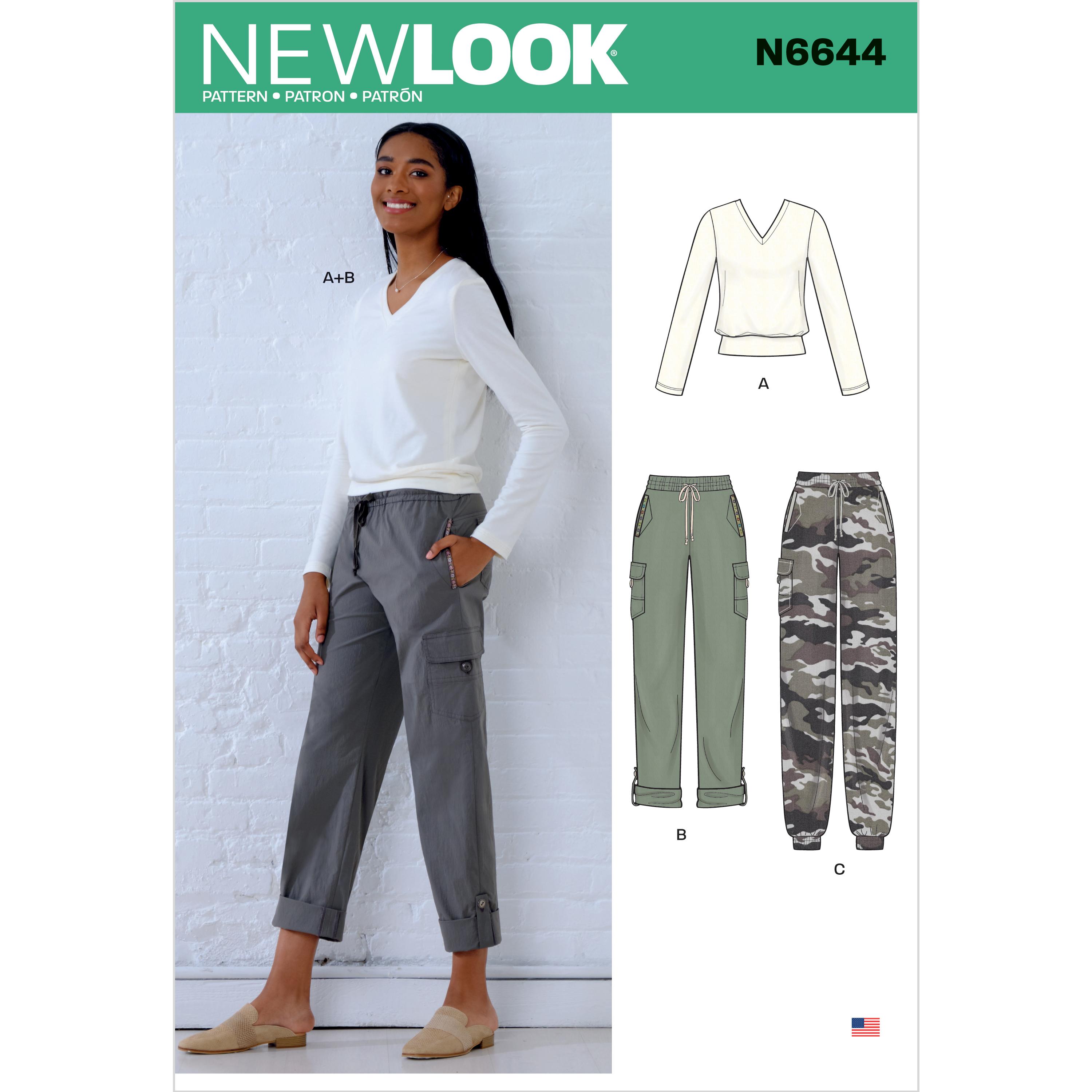 New Look Sewing Pattern N6644 Misses' Cargo Pants and Knit Top