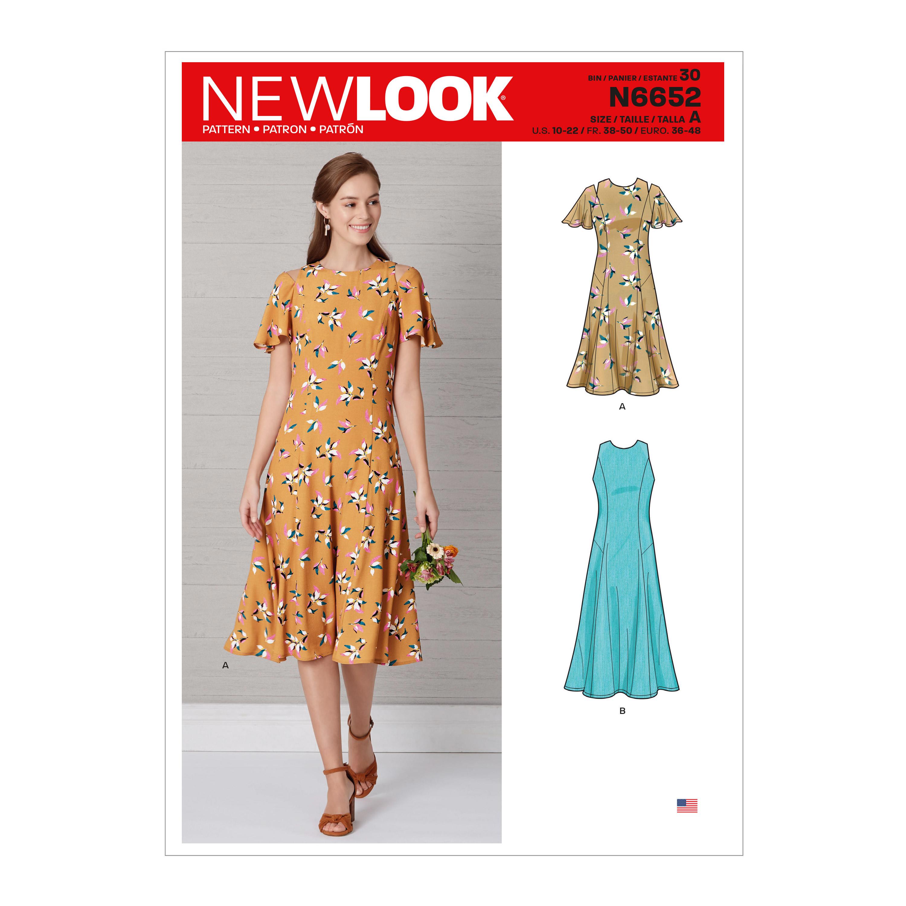 New Look Sewing Pattern N6652 Misses' Fit & Flared Dress With Length & Sleeve Variations