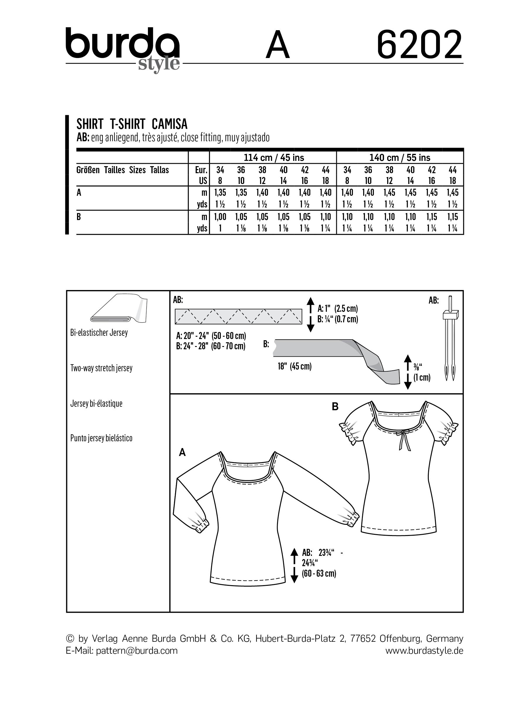 Burda B6202 Top with Raglan Sleeves Sewing Pattern