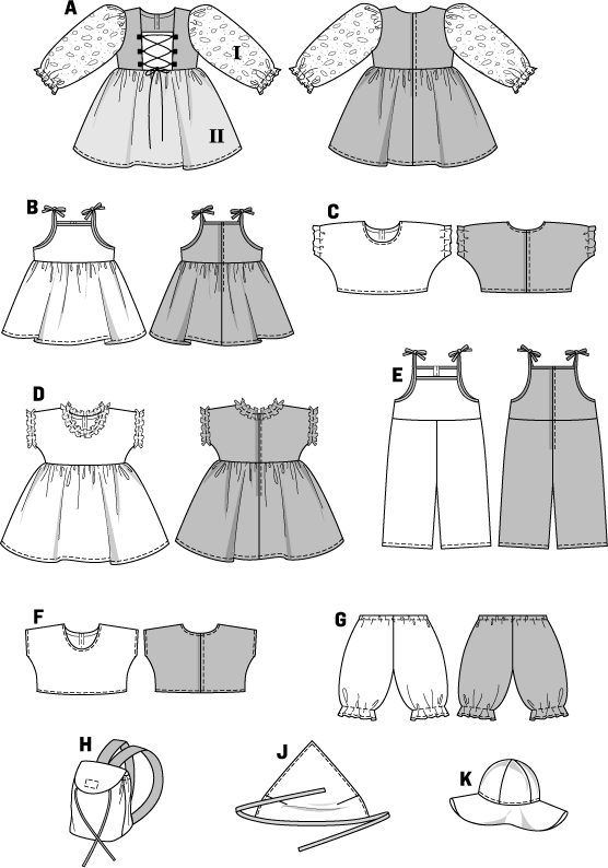 Burda B8308 Doll Clothes Sewing Pattern