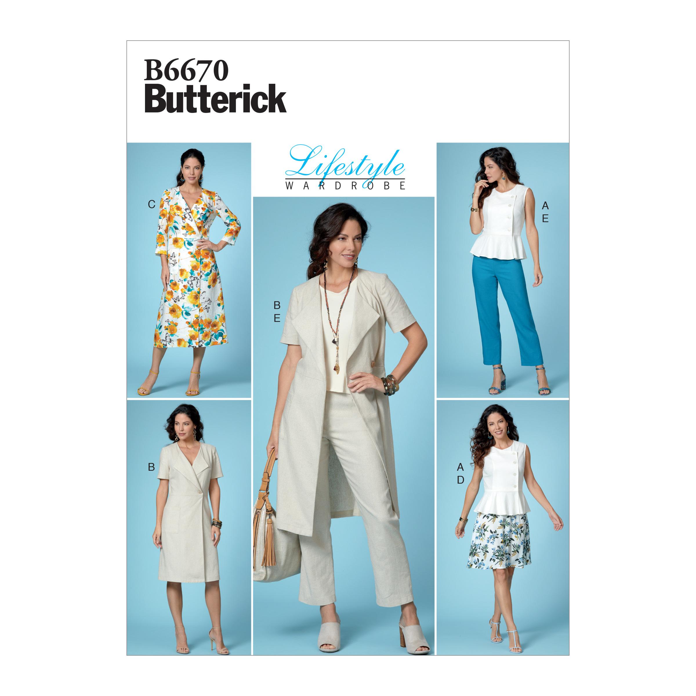 Butterick B6670 Misses' Top, Dress, Skirt and Pants