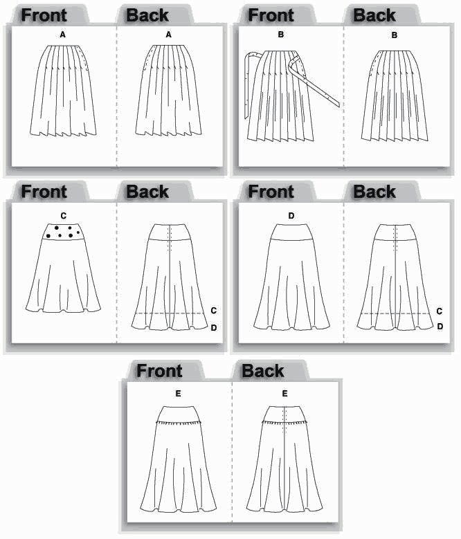 Butterick B6744 Misses' Pleated or Flared Skirts