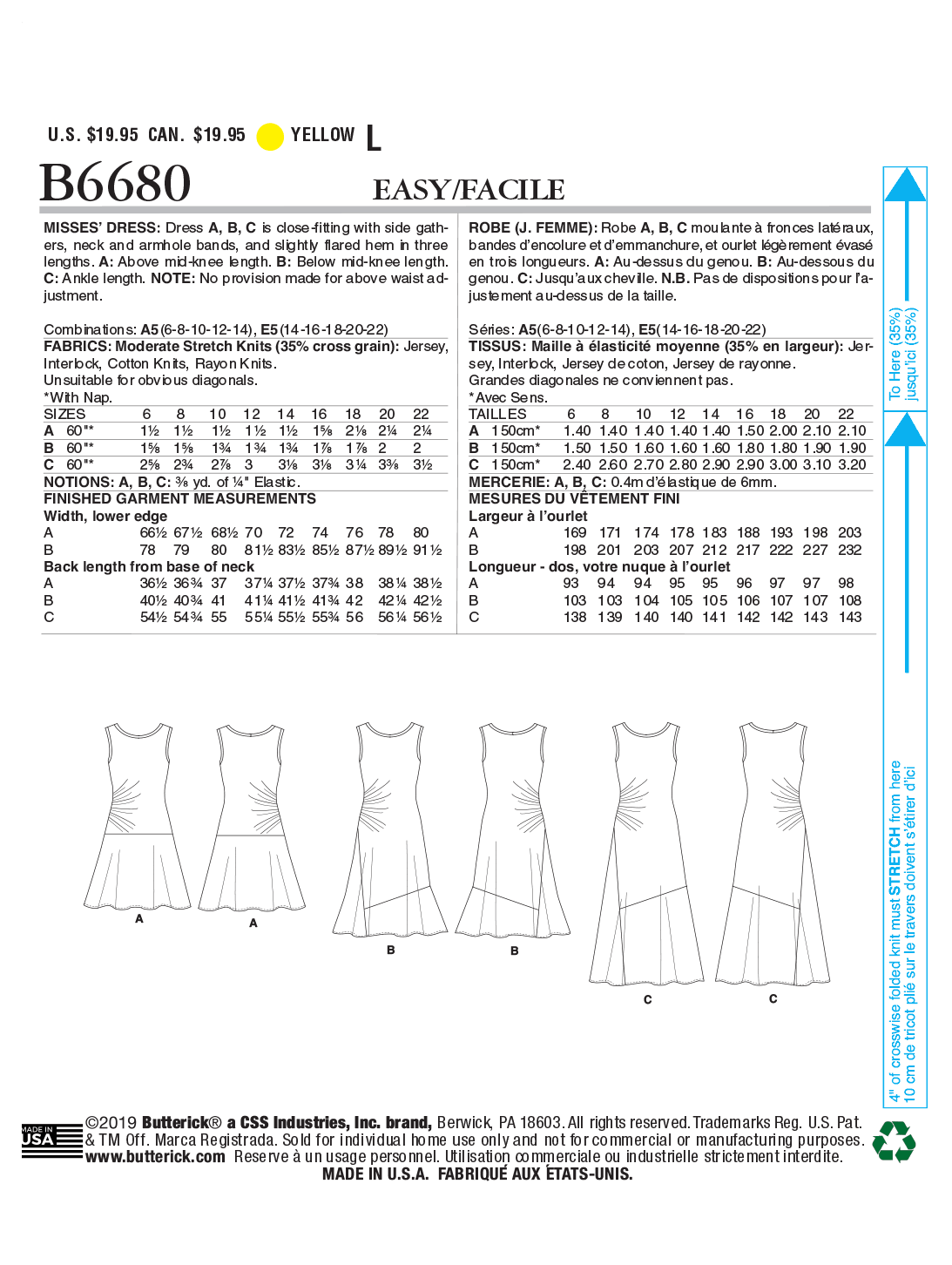 Butterick B6680 Misses' Dress