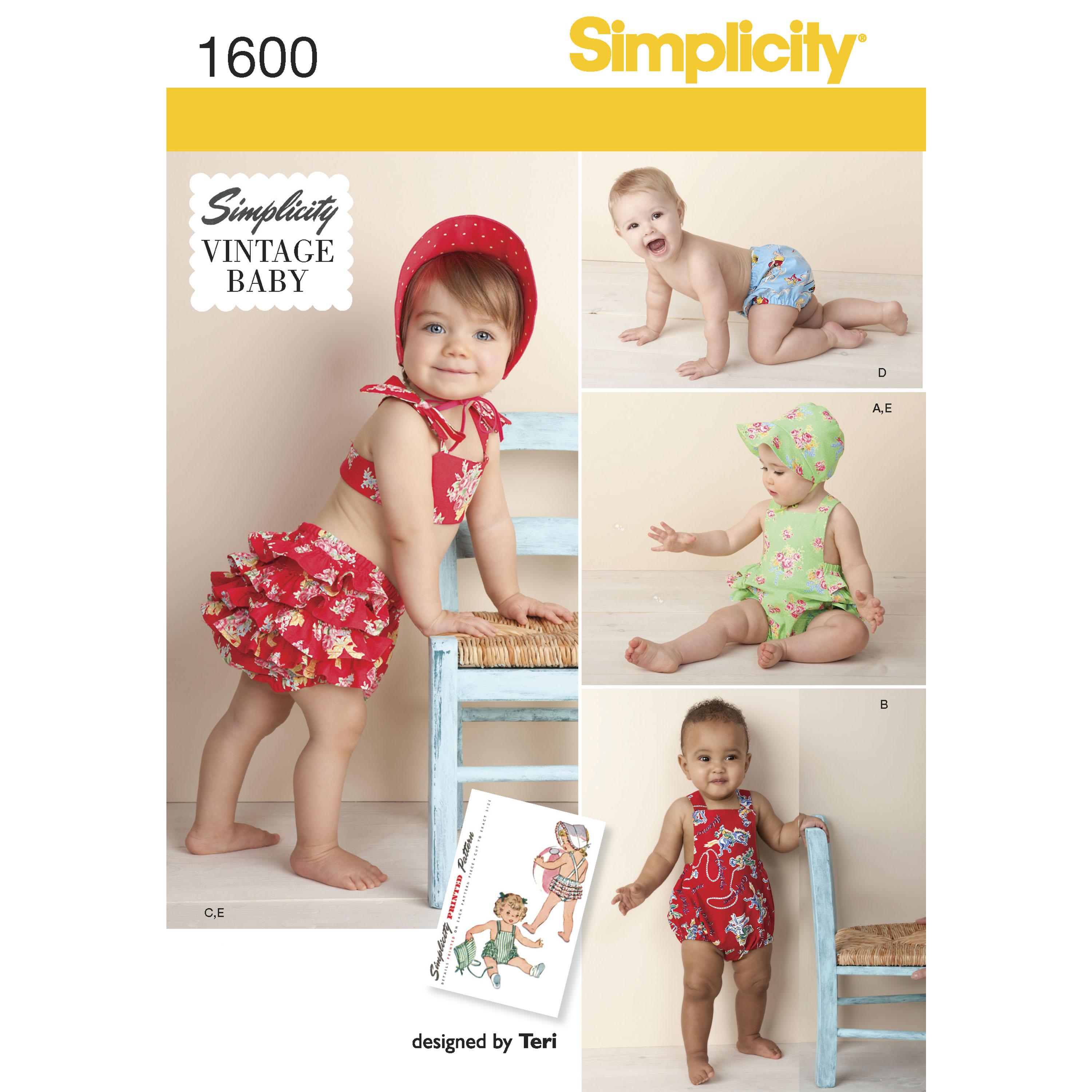 Simplicity S1600 Babies' Vintage Romper Set