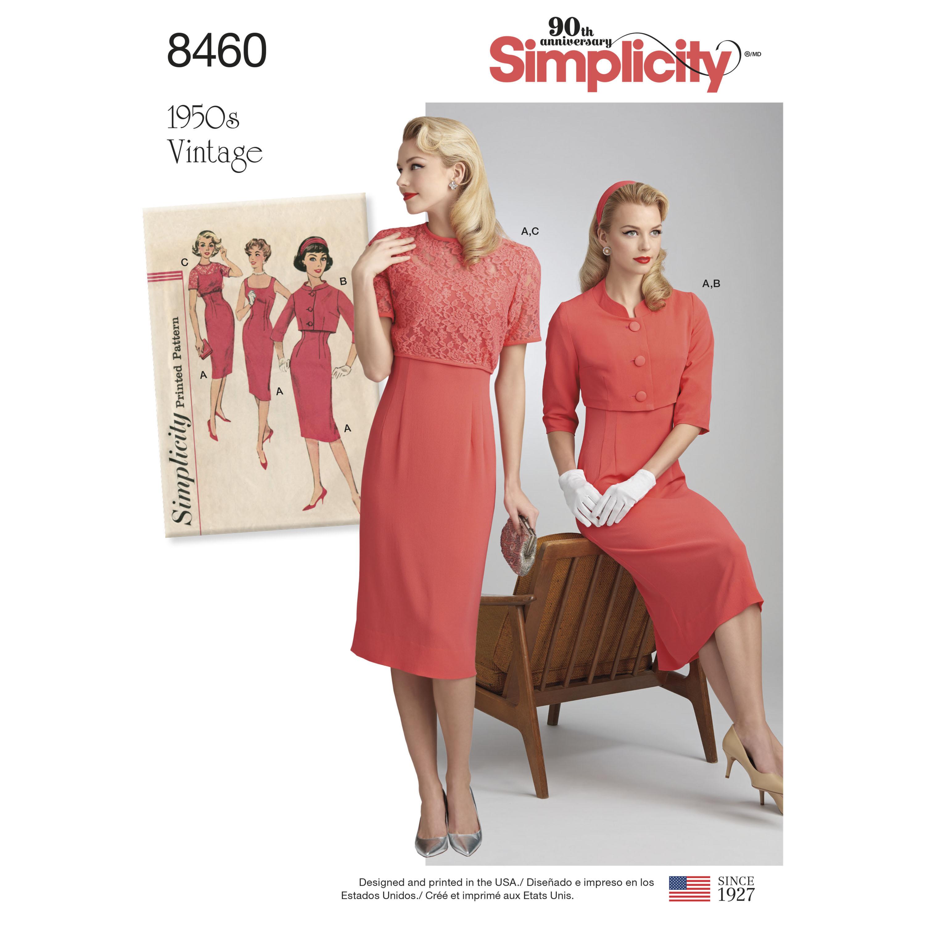 Simplicity S8460 Womens Vintage Dress and Jackets